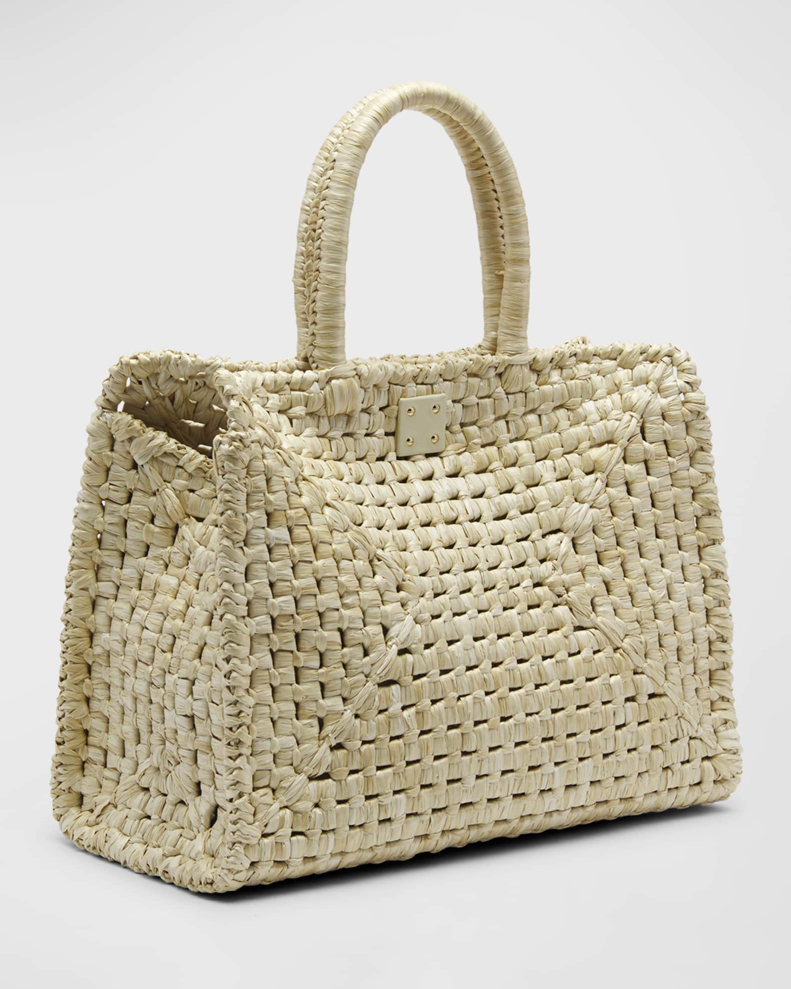Ferragamo The Studio Raffia Basket TopHandle Bag Neiman Marcus