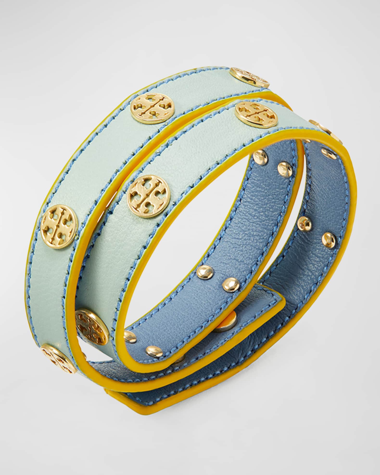 Tory Burch Miller DoubleWrap Leather Medallion Bracelet Neiman Marcus