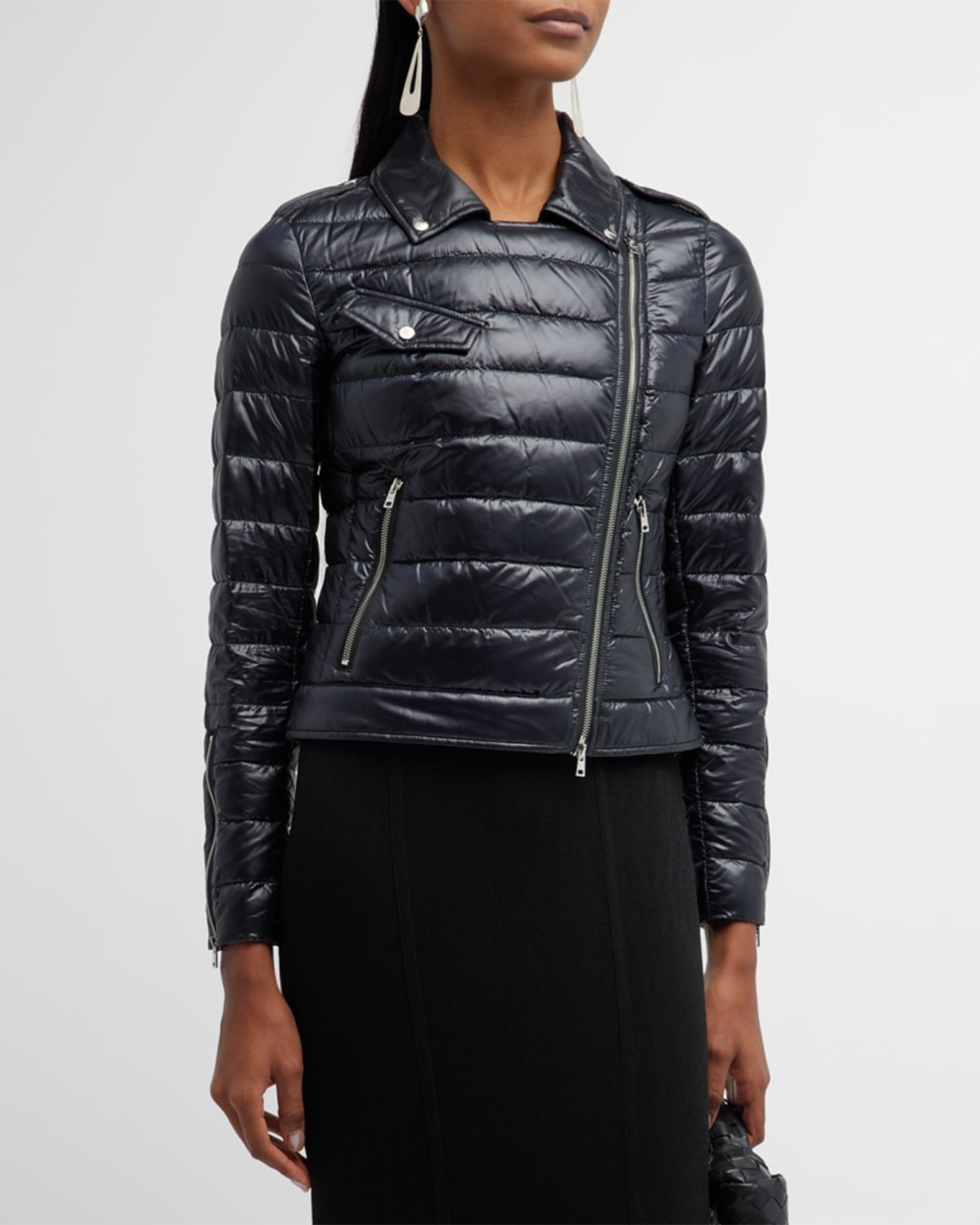 Herno Ultralight Nylon Down Motorcycle Jacket | Neiman Marcus