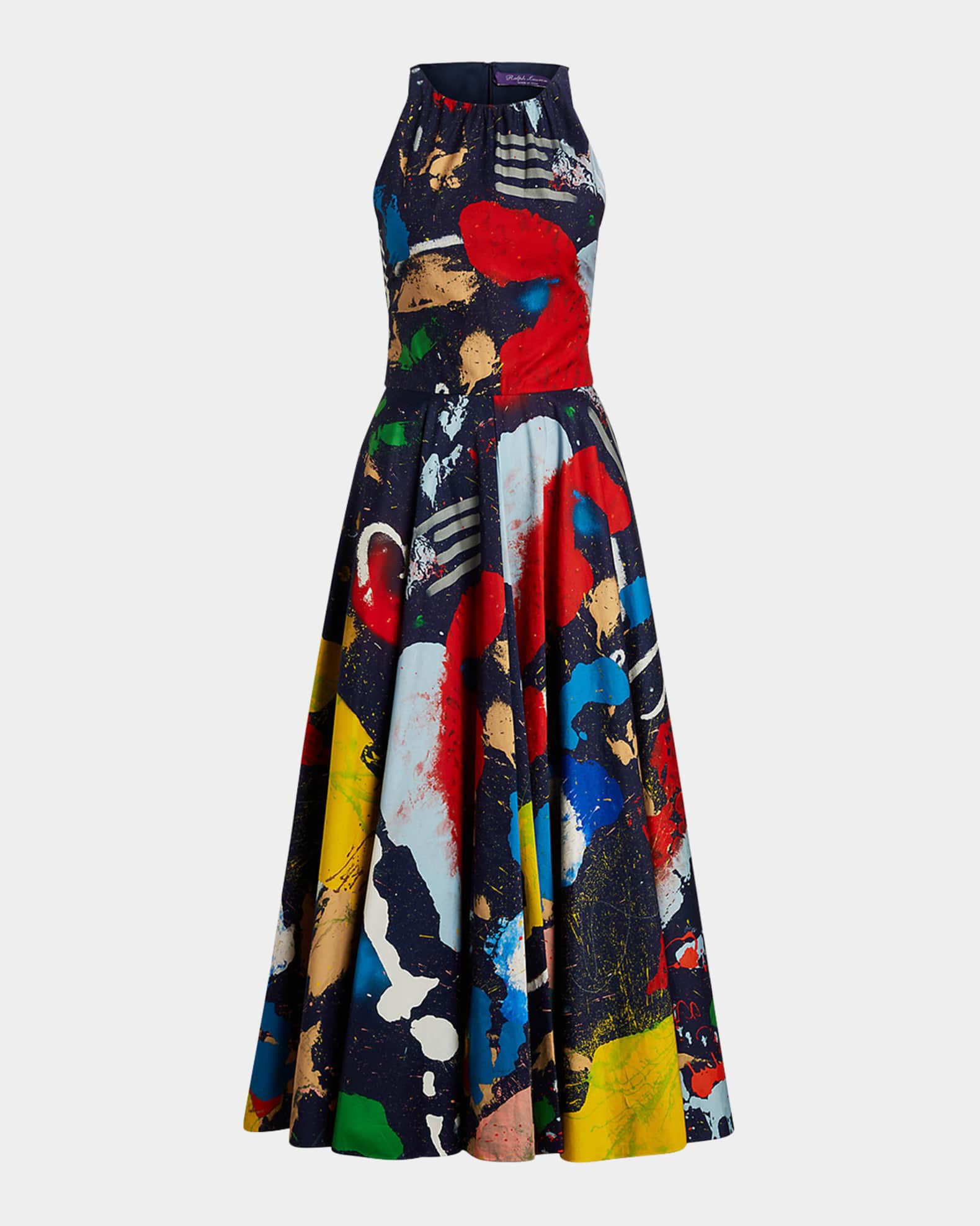 Ralph Lauren Collection Renshaw Paint Splatter Midi Dress Neiman Marcus