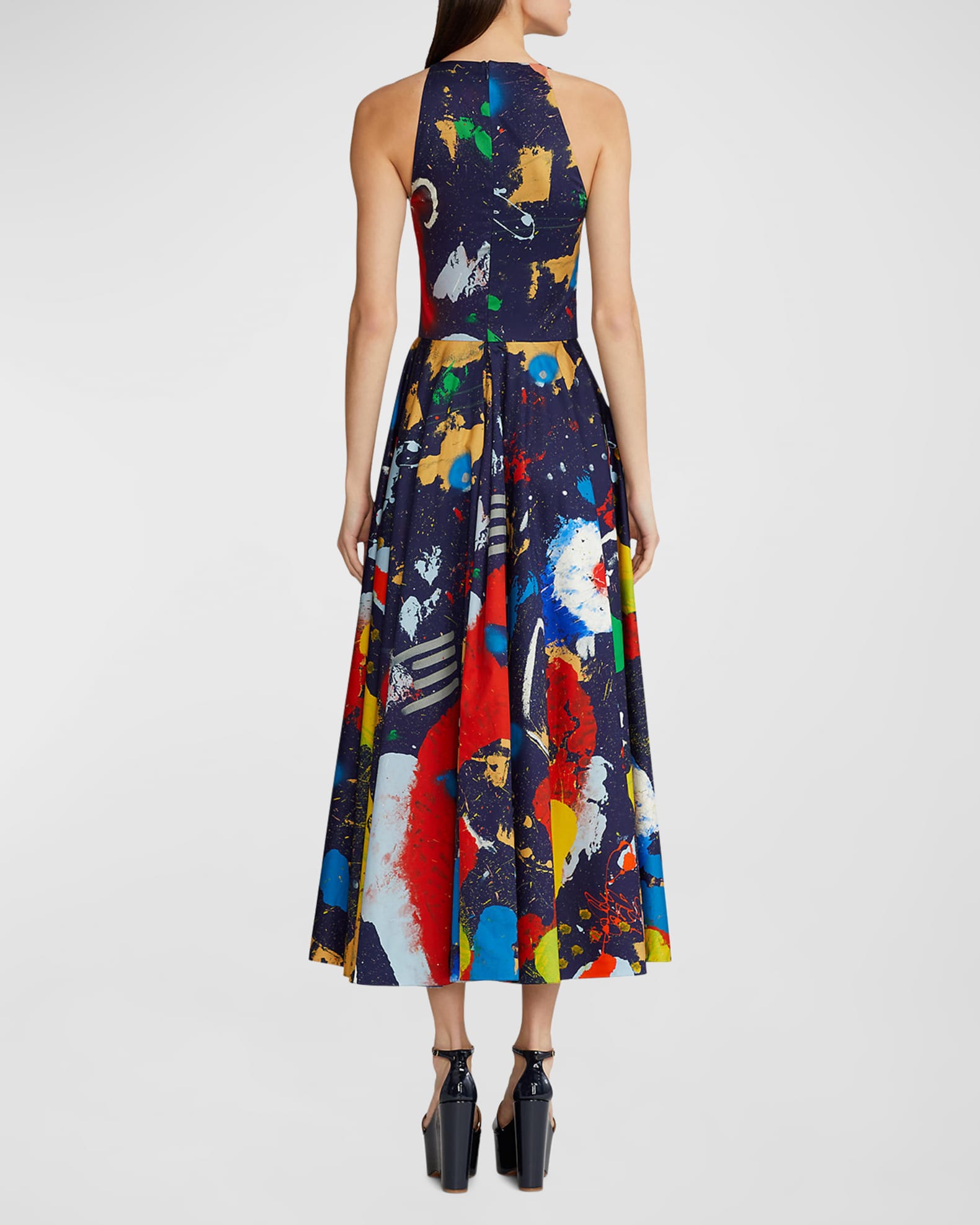 Ralph Lauren Collection Renshaw Paint Splatter Midi Dress Neiman Marcus