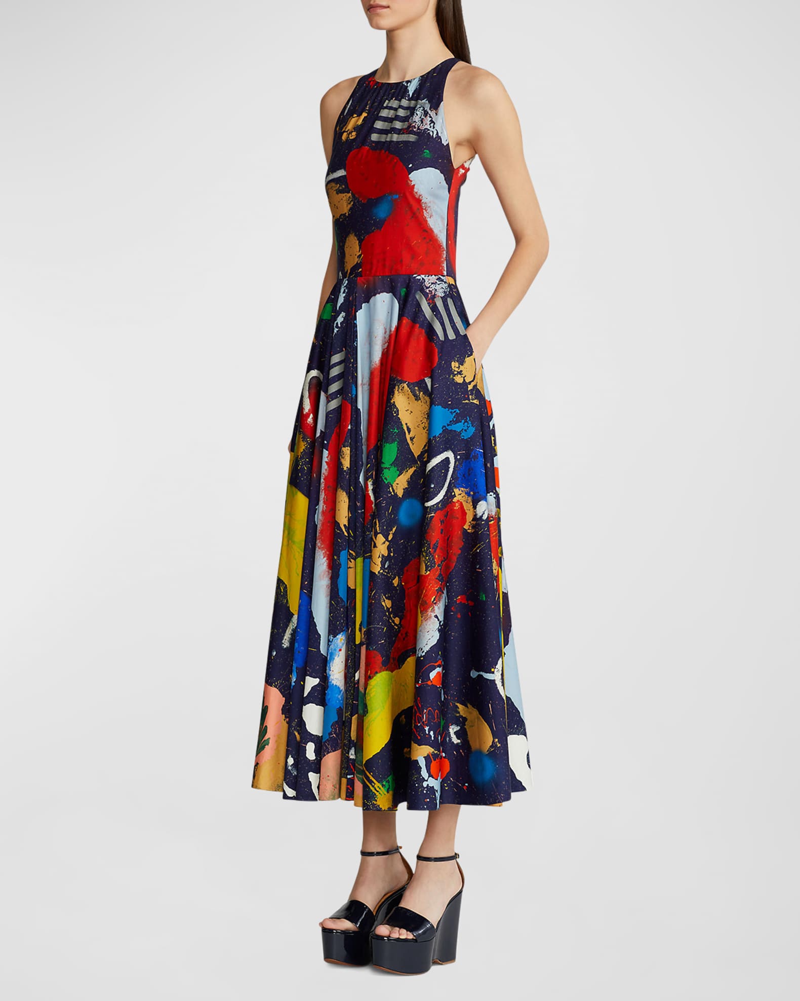 Ralph Lauren Collection Renshaw Paint Splatter Midi Dress Neiman Marcus