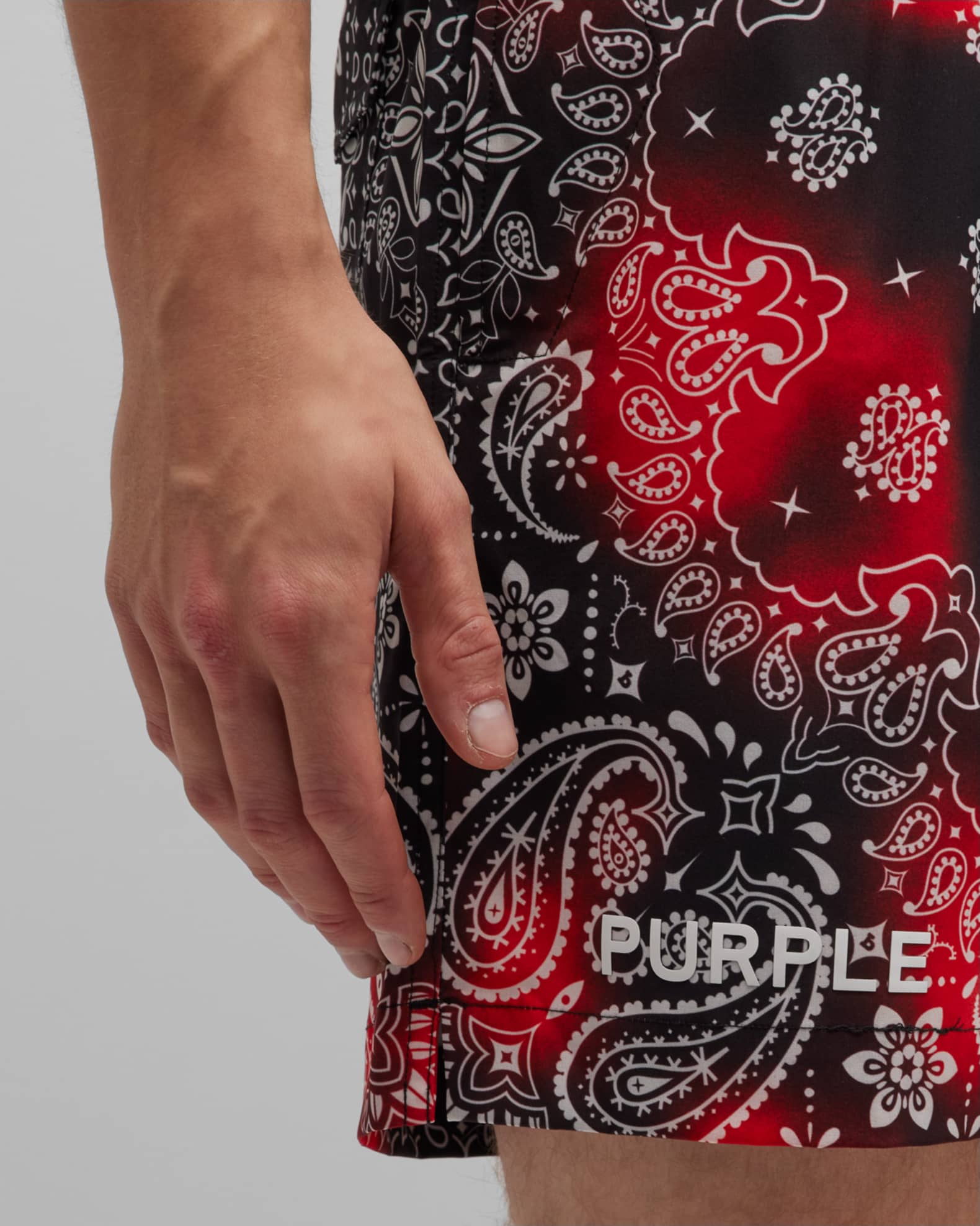 PURPLE Men's BandanaPrint Swim Shorts Neiman Marcus