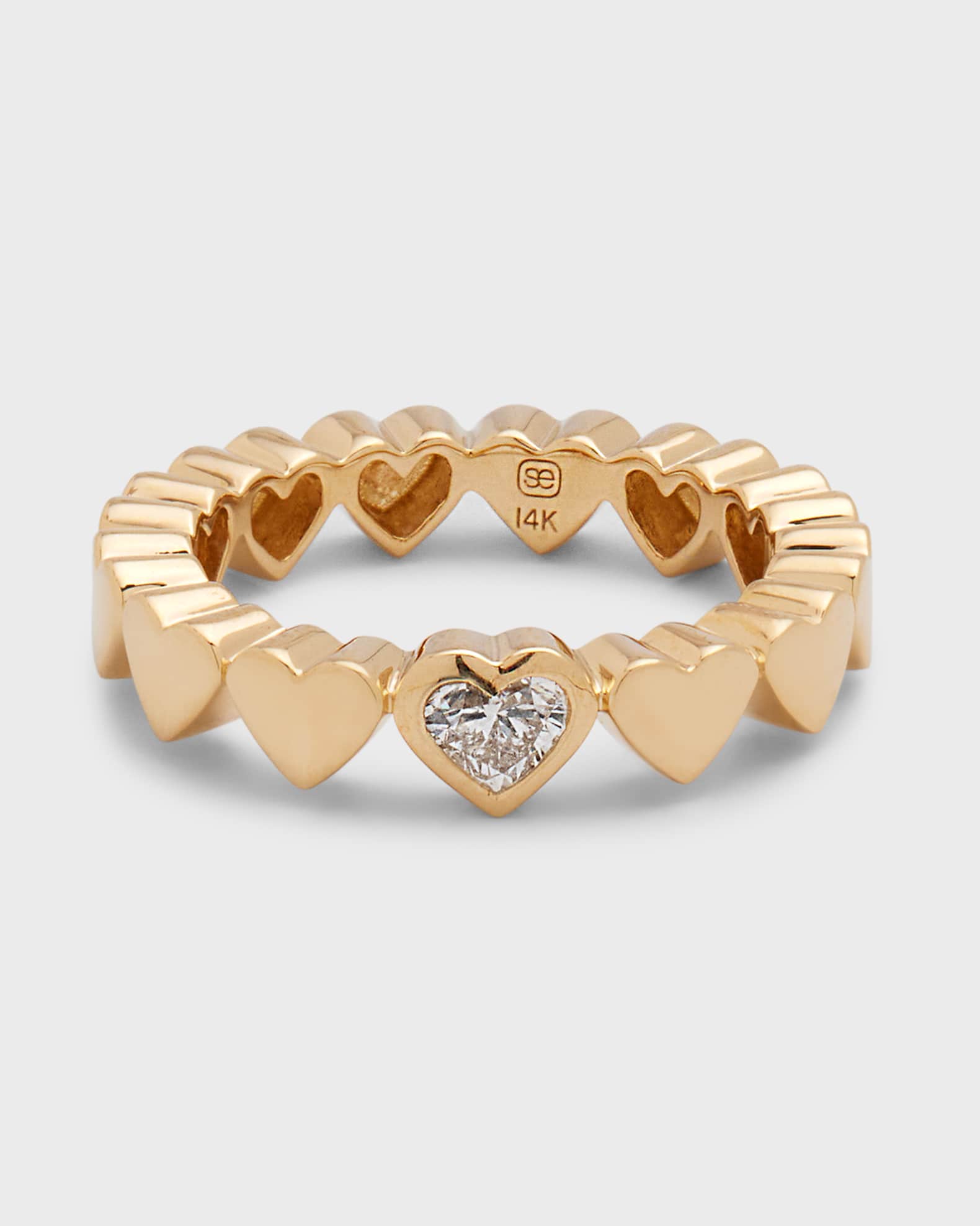 14k Yellow Gold Single Diamond Heart Ring, Size 6.5 0