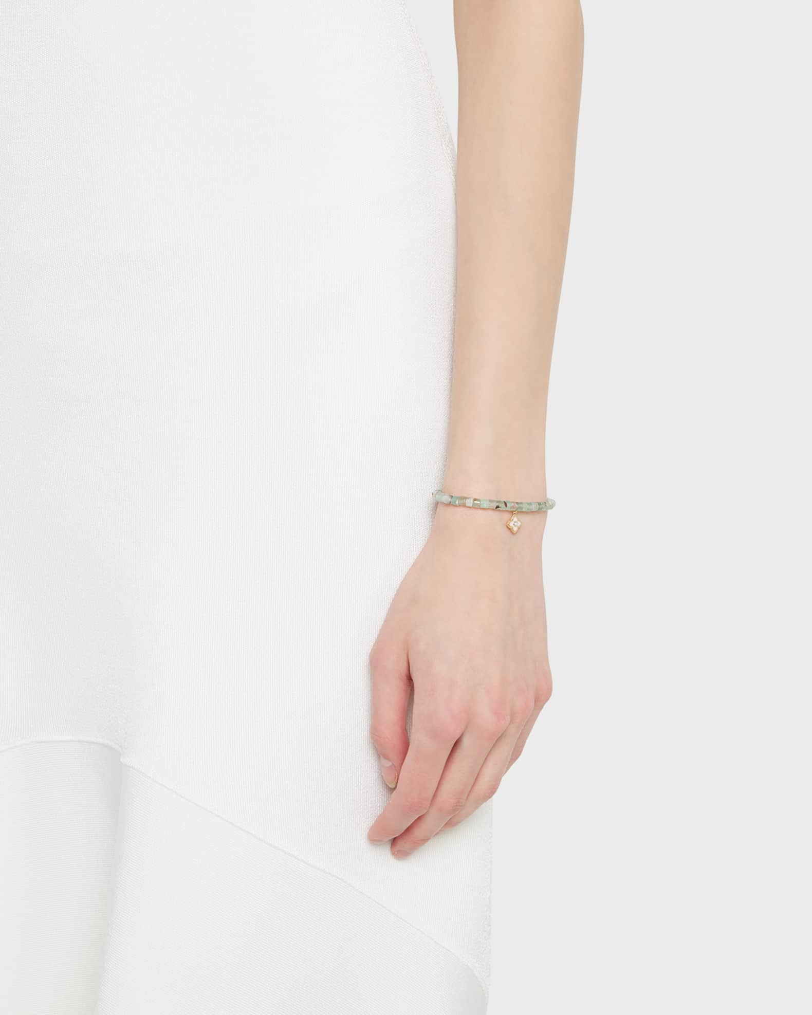 14k Gold Moroccon Beaded Bracelet with Pearl Charm