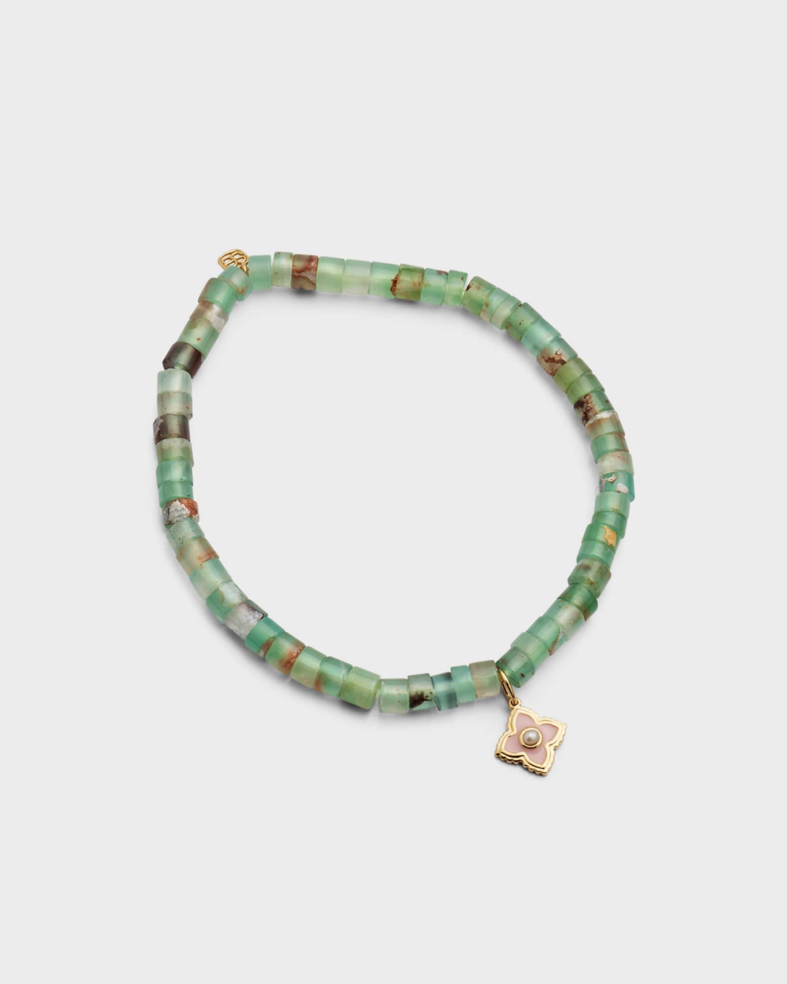 14k Gold Moroccon Beaded Bracelet with Pearl Charm