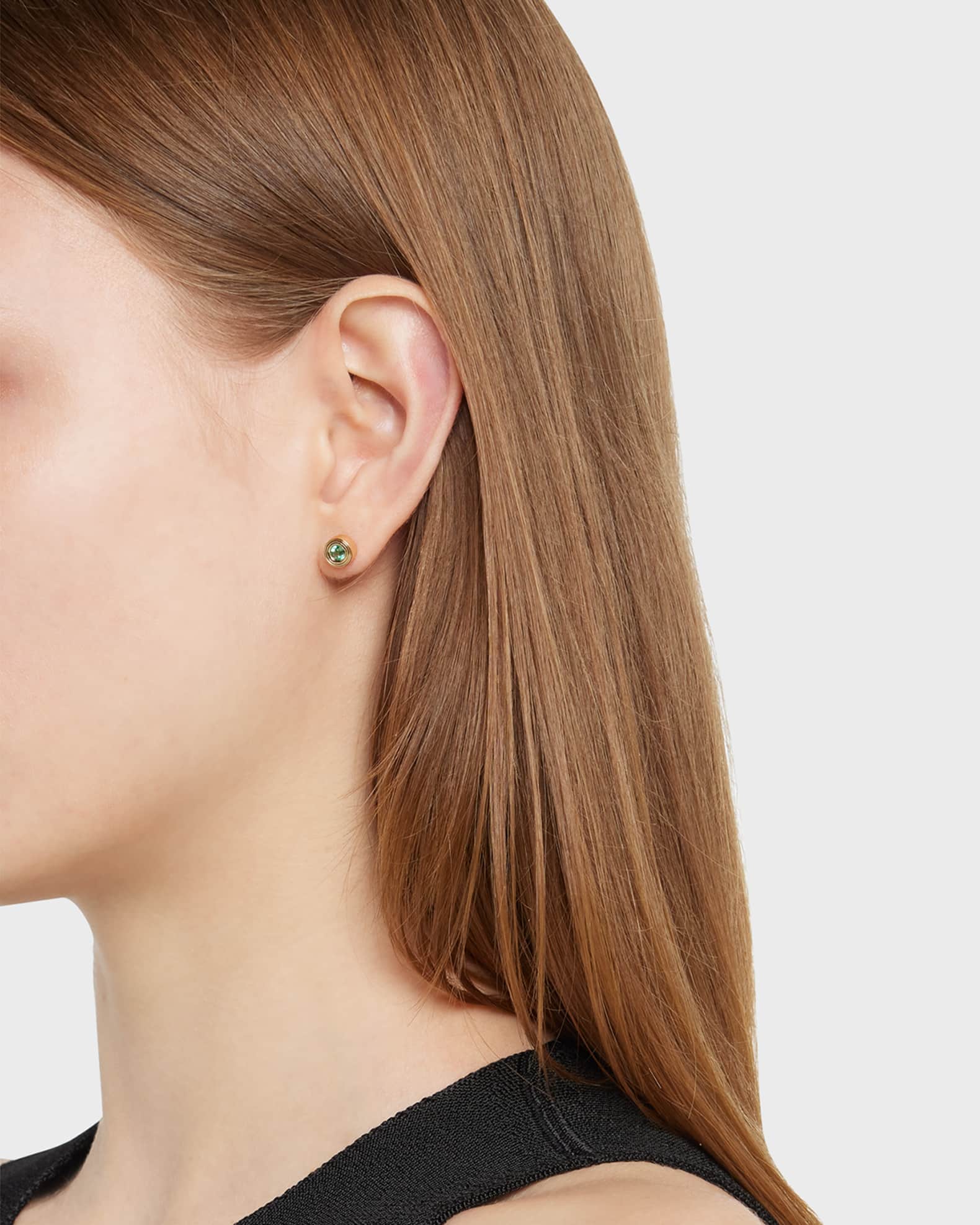 Sydney Evan 14k Yellow Gold Fluted Emerald Stud Earrings Neiman Marcus