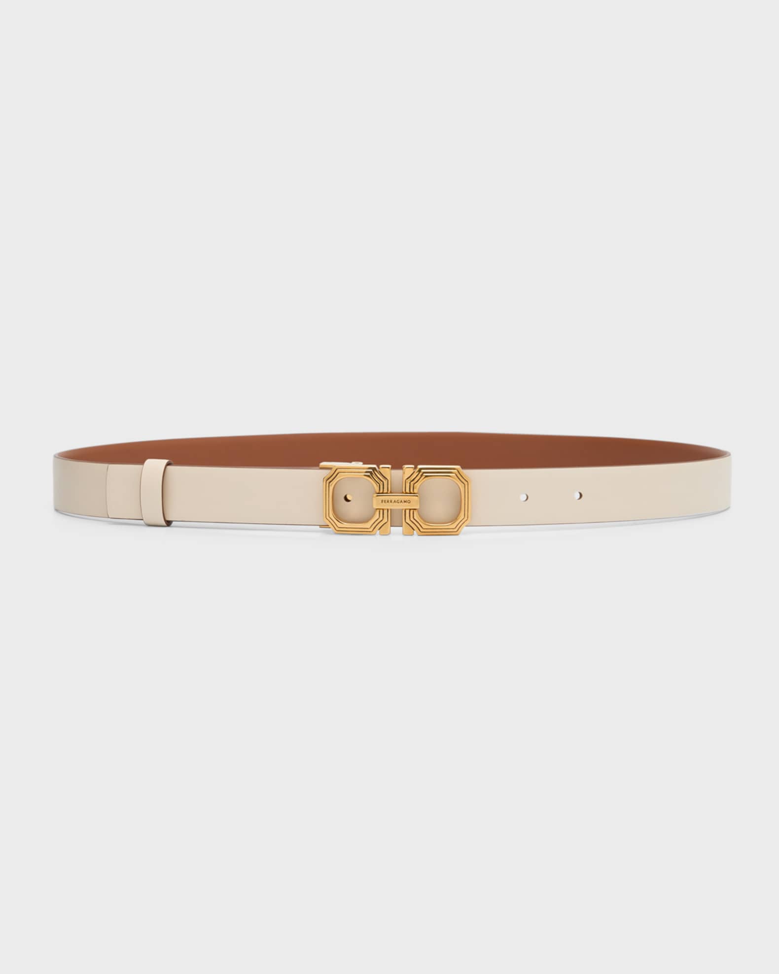 Ferragamo Layered Gancini Smooth Leather Belt | Neiman Marcus