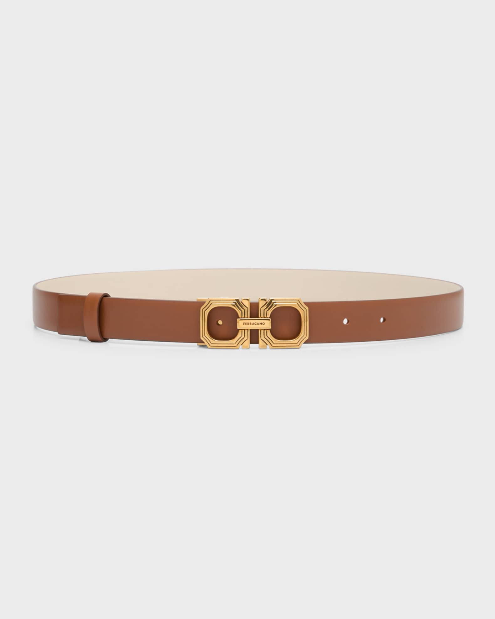 Ferragamo Layered Gancini Smooth Leather Belt | Neiman Marcus