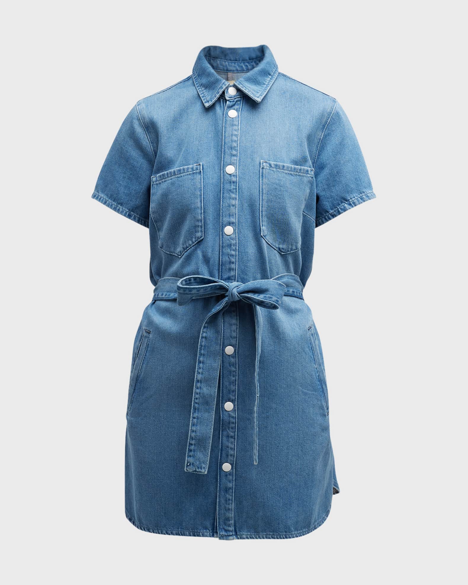 Triarchy Ms. Sloan Short-Sleeve Denim Mini Dress | Neiman Marcus