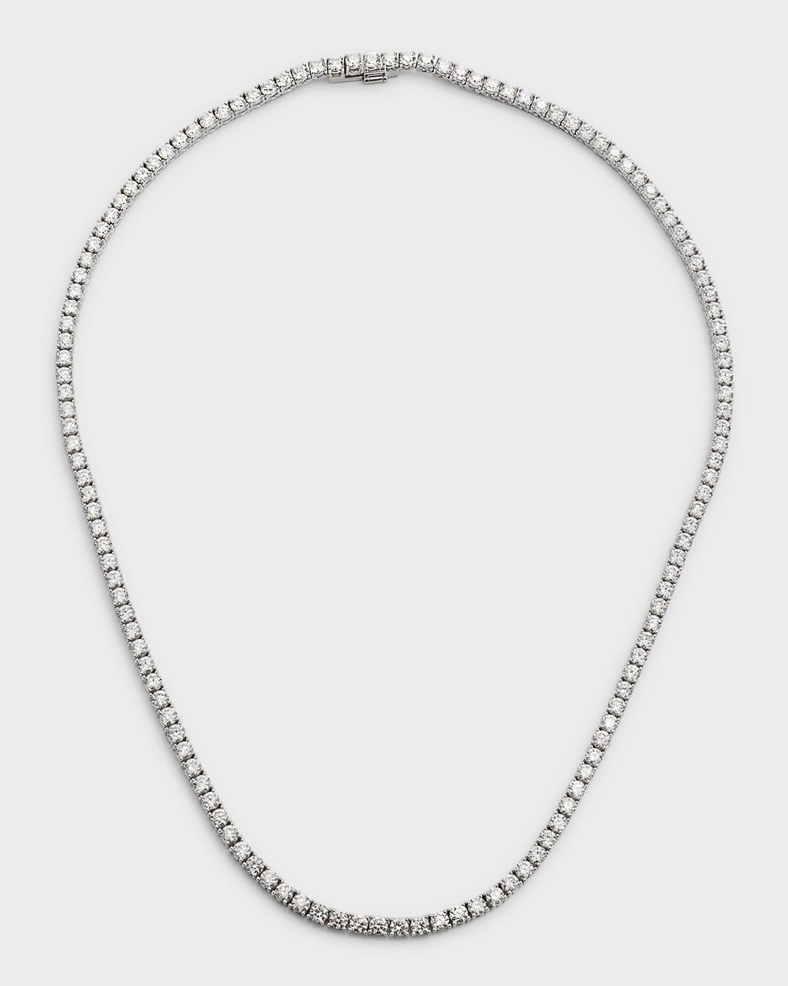 18K White Gold Diamond Tennis Necklace, 17"L, 14.18tcw 0
