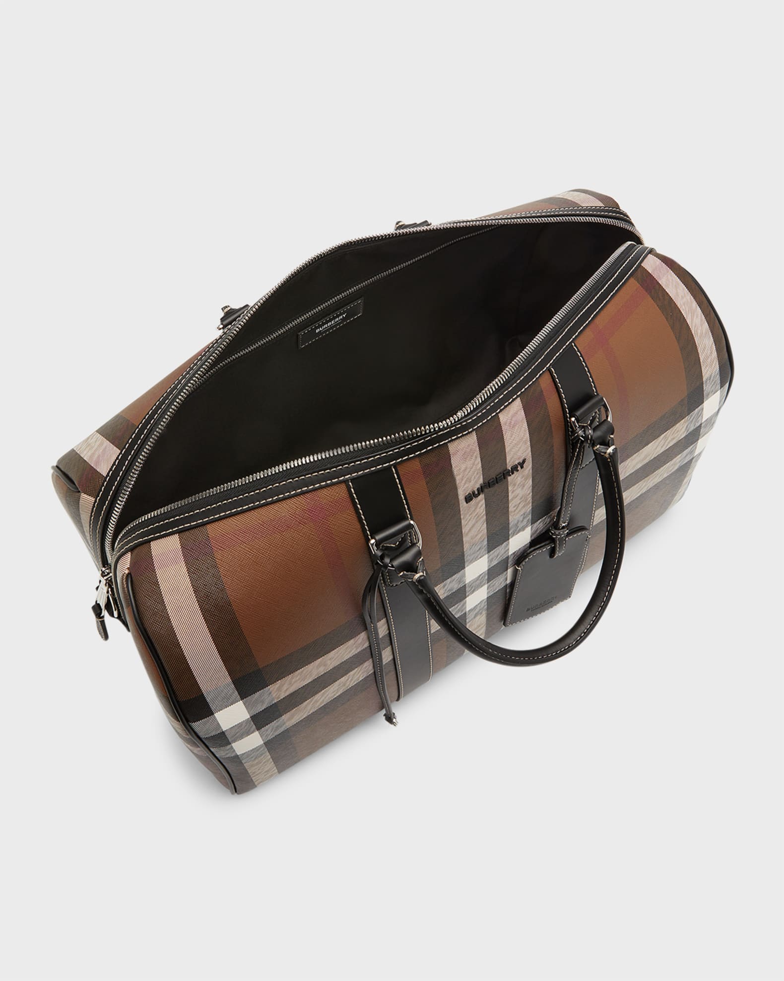 Burberry Men's Exaggerated Check Duffel Bag Neiman Marcus