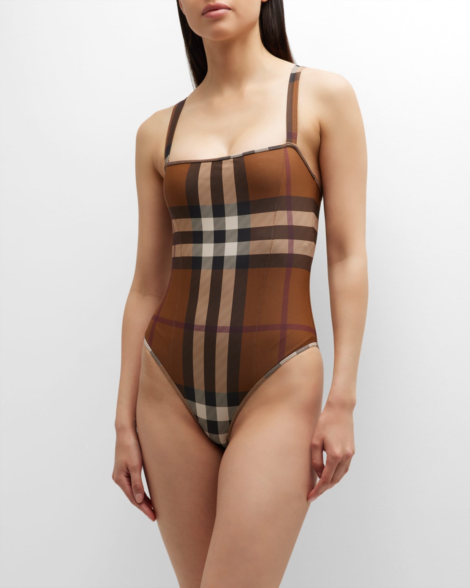 Burberry Check One-Piece Swimsuit | Neiman Marcus