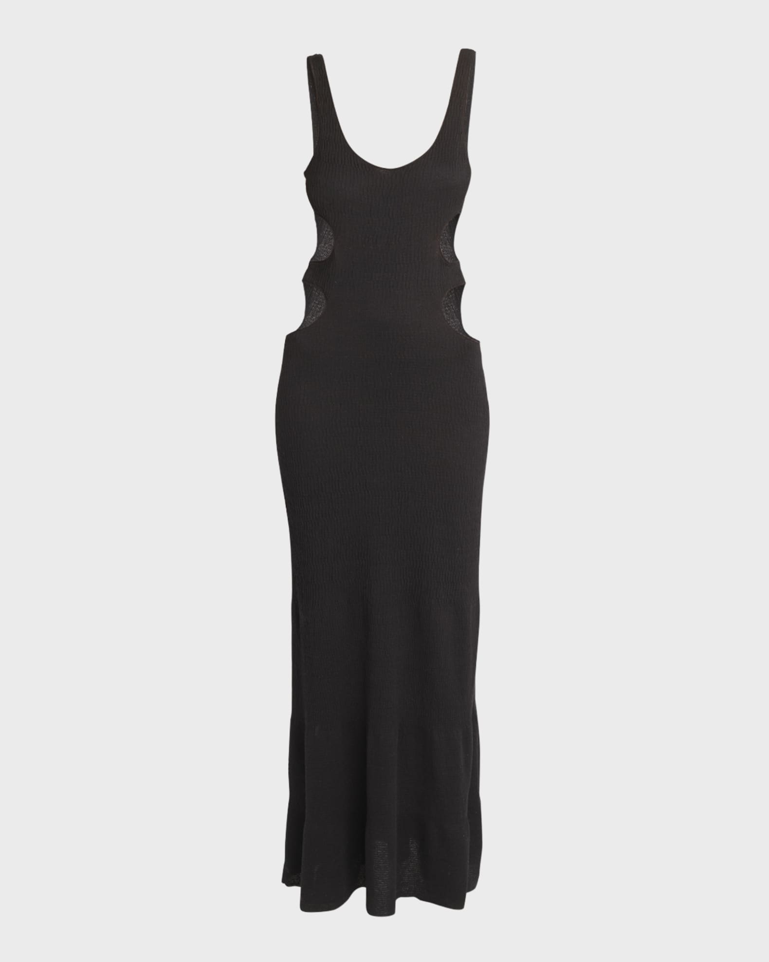 Chloe Cutout Crinkled Silk-Linen Knit Maxi Dress | Neiman Marcus