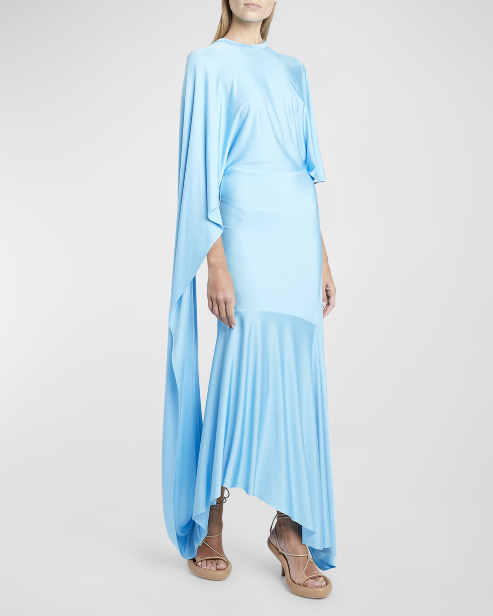 Stella McCartney Draped Asymmetric Gown with Back Cutouts | Neiman Marcus