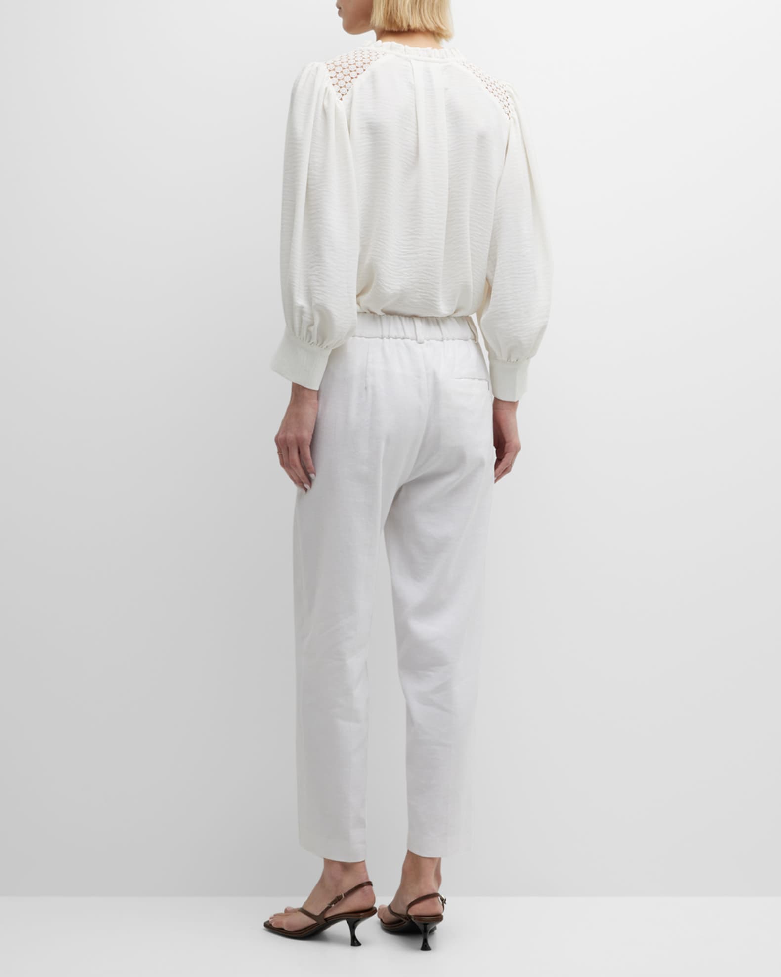 Brochu Walker Talia Cropped Straight-Leg Cotton-Linen Pants | Neiman Marcus