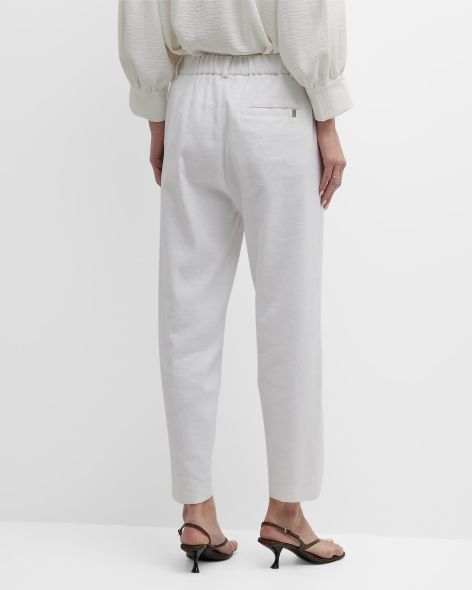 Brochu Walker Talia Cropped Straight-Leg Cotton-Linen Pants | Neiman Marcus