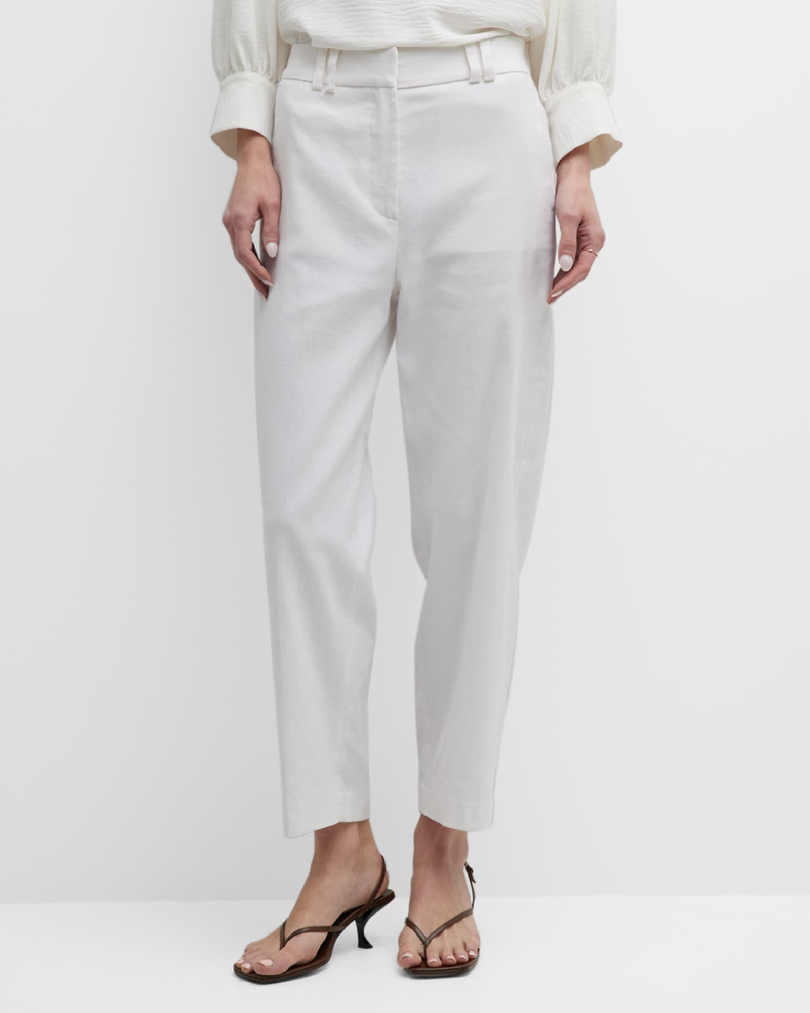 Brochu Walker Talia Cropped Straight-Leg Cotton-Linen Pants | Neiman Marcus