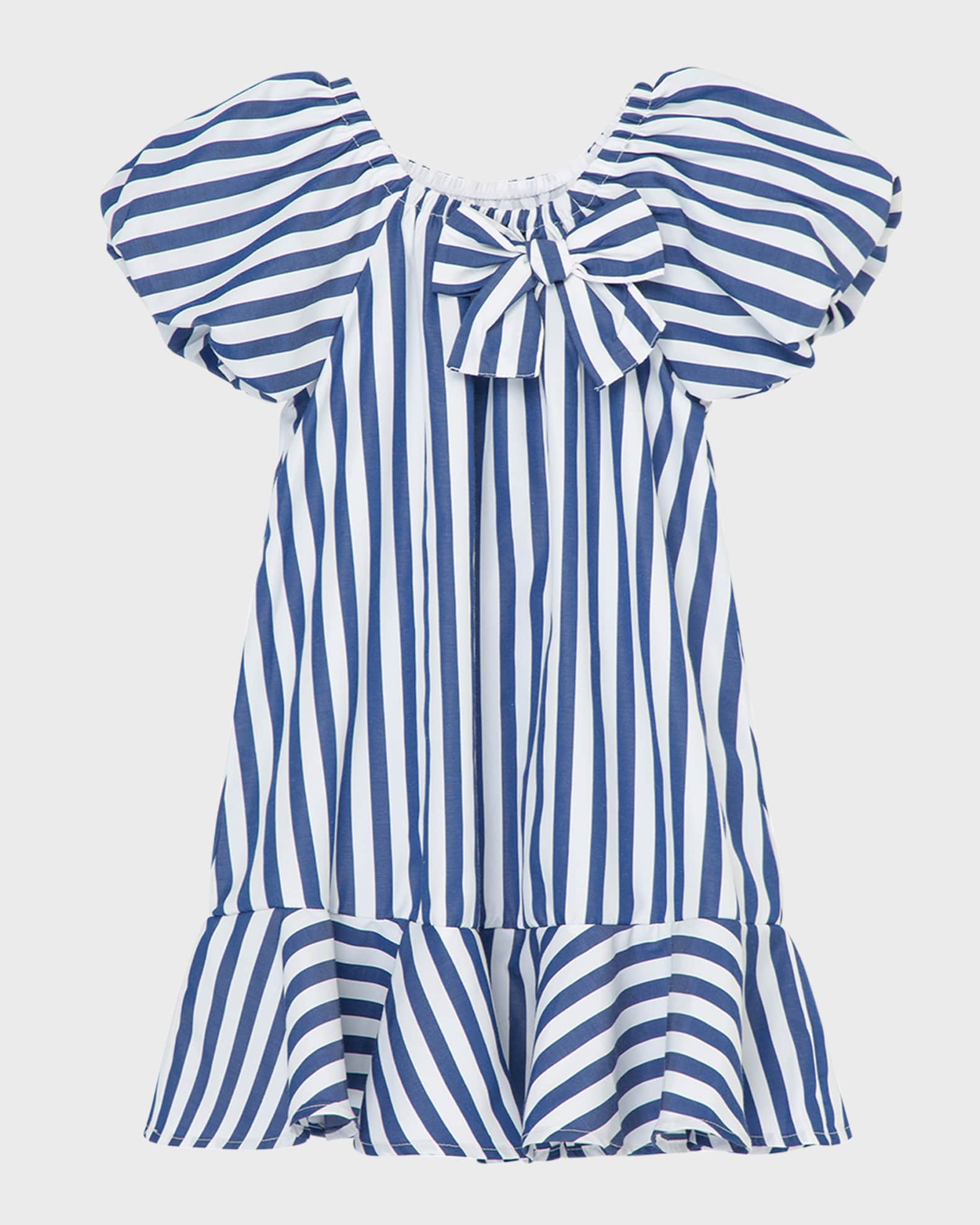 Striped Bubble Sleeve Dress main image 1