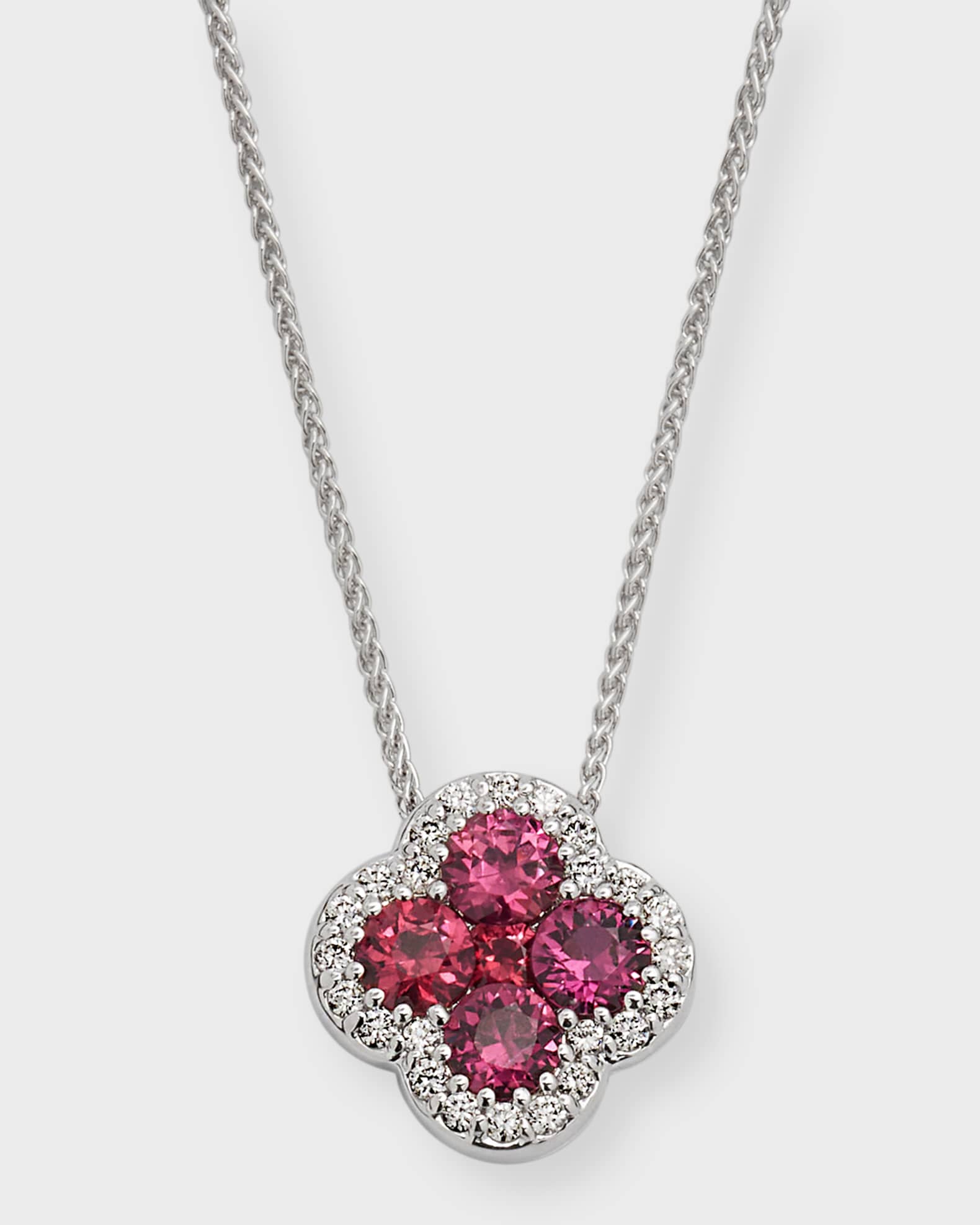 18k White Gold Diamond and Ruby Pendant Necklace, 18"L,  0.80tcw 0