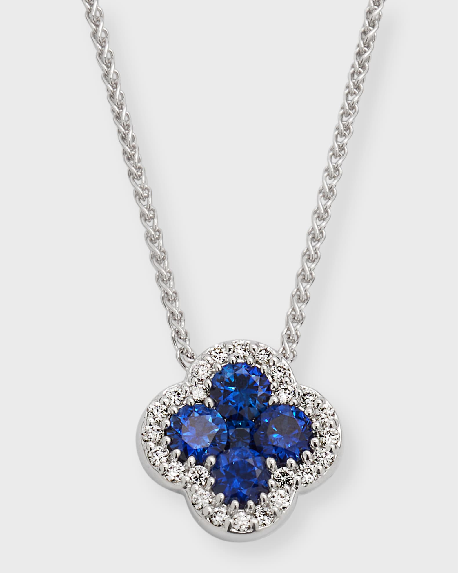 18k White Gold Diamond and Sapphire Pendant Necklace, 18"L, 0.80tcw 0