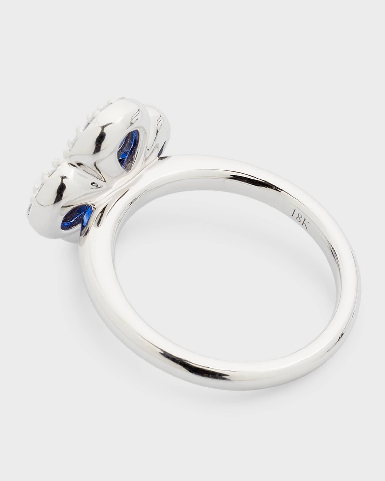 18K Blue Sapphire and Diamond Flower Ring Size 6.75 2.31tcw