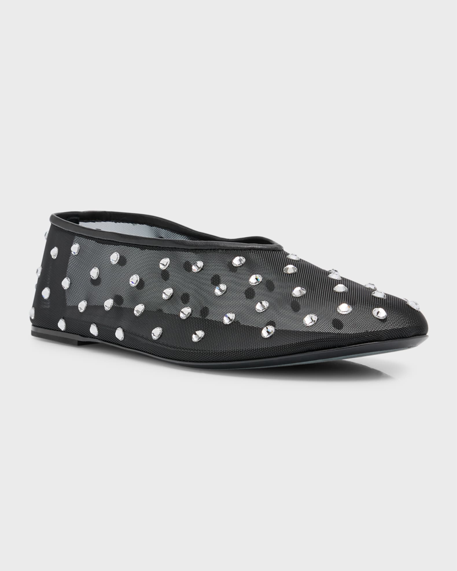 Khaite Marcy Crystal Mesh Evening Ballerina Flats | Neiman
