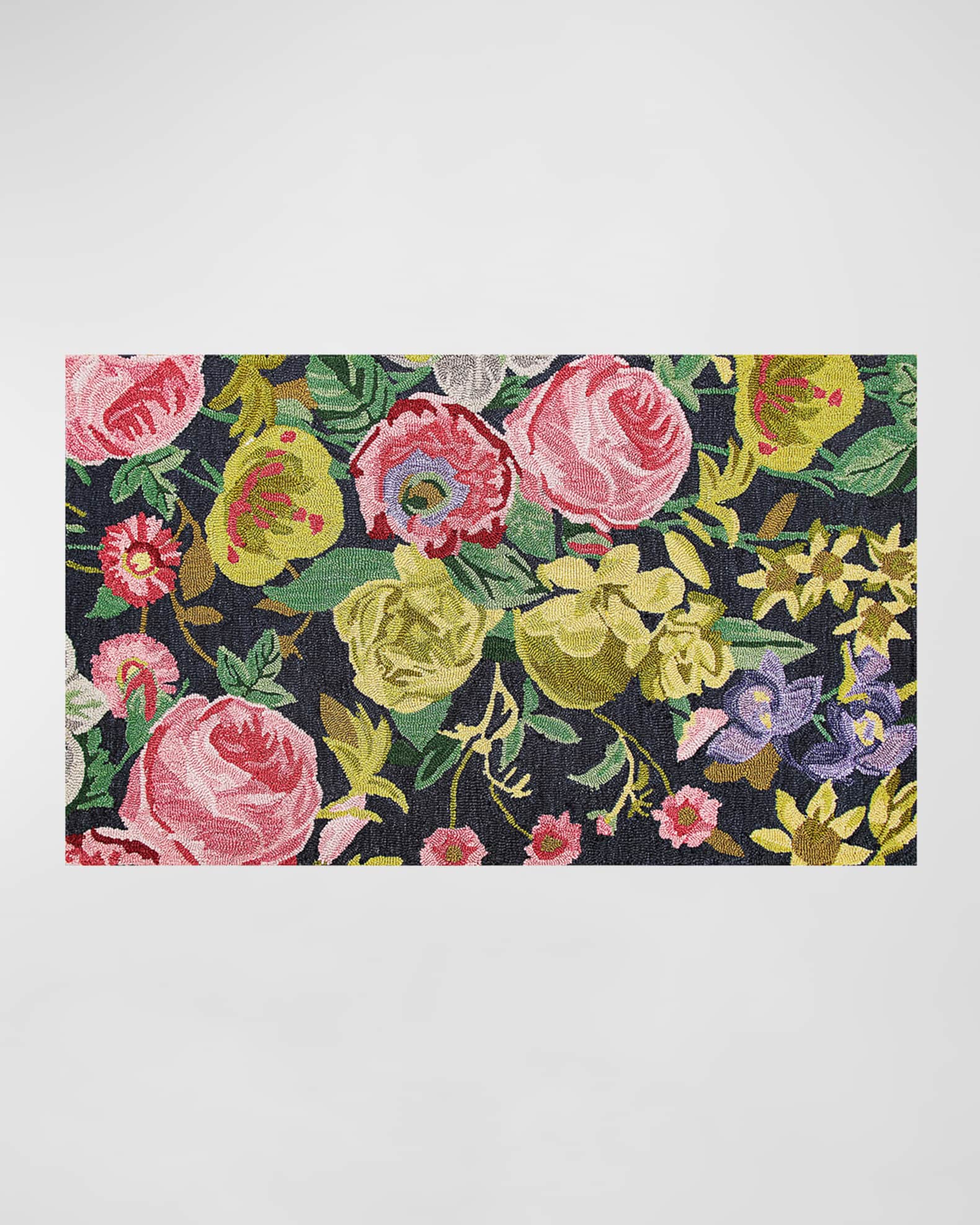 MacKenzieChilds Midnight Floral Rug, 3' x 5' Neiman Marcus