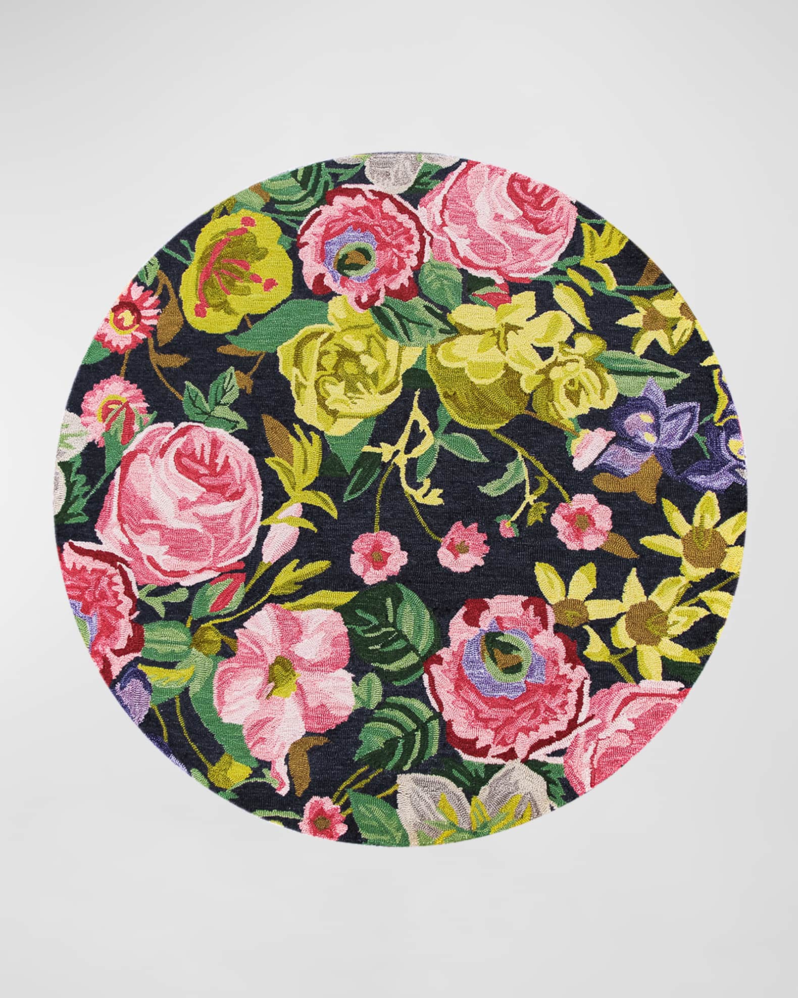 MacKenzieChilds Midnight Floral Round Rug, 6' Neiman Marcus