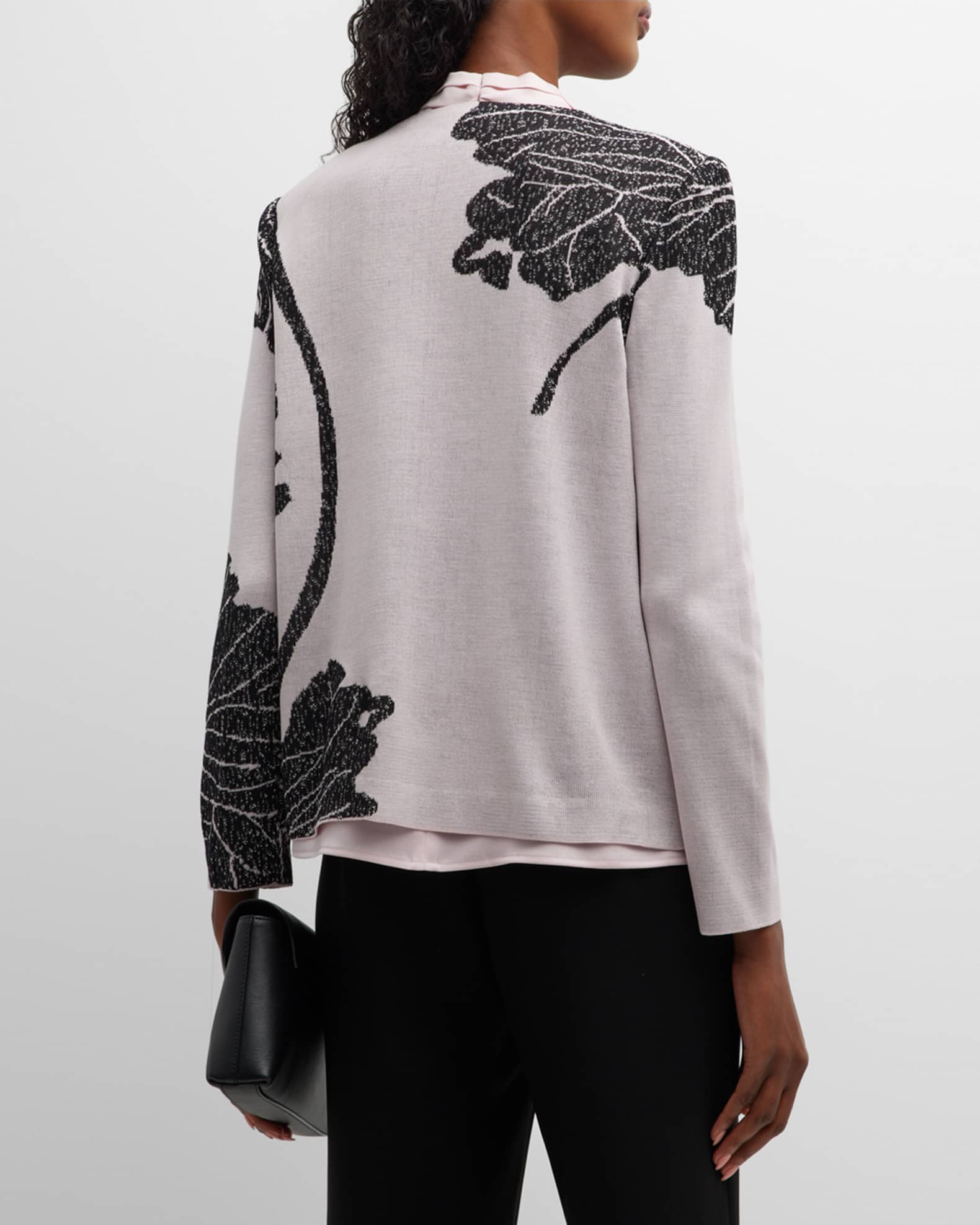 Misook Statement Floral Knit Jacket with Shoulder Pads Neiman Marcus