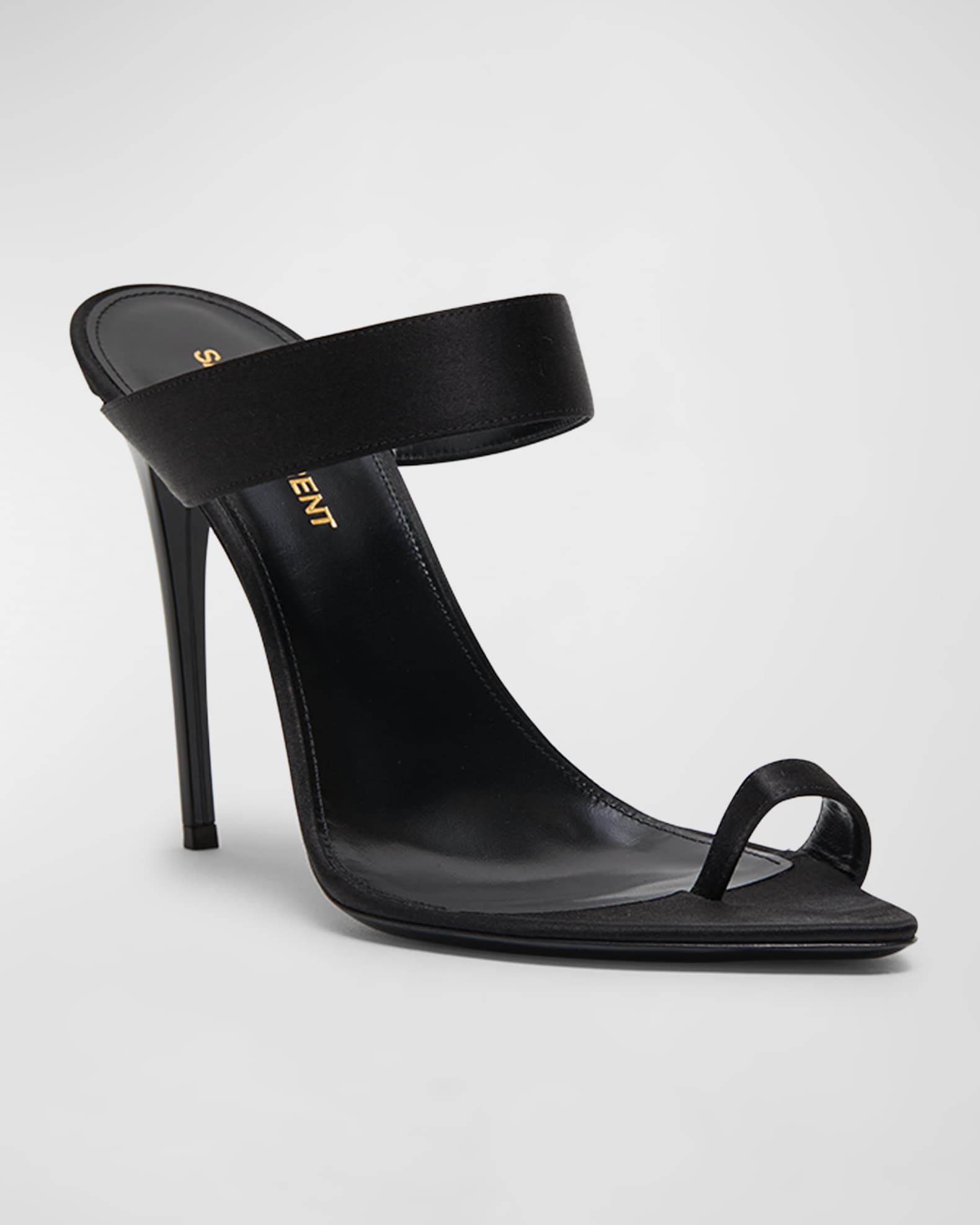 Saint Laurent Martha Silk Toe-Loop Mule Sandals | Neiman Marcus