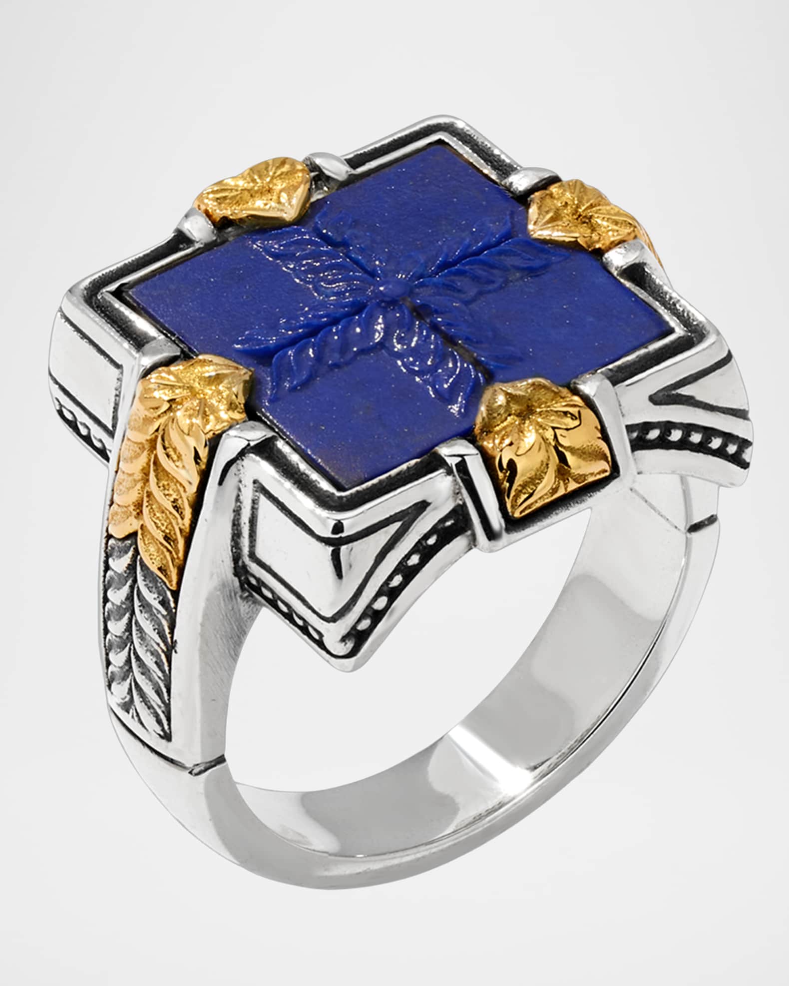 Konstantino Men's Two-Tone Lapis Signet Ring | Neiman Marcus