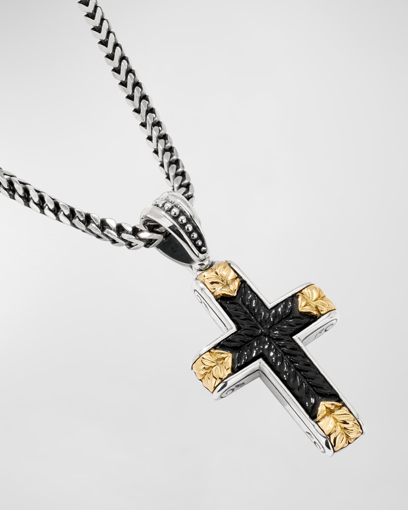 Konstantino Men's Two-Tone Black Onyx Cross Pendant | Neiman Marcus