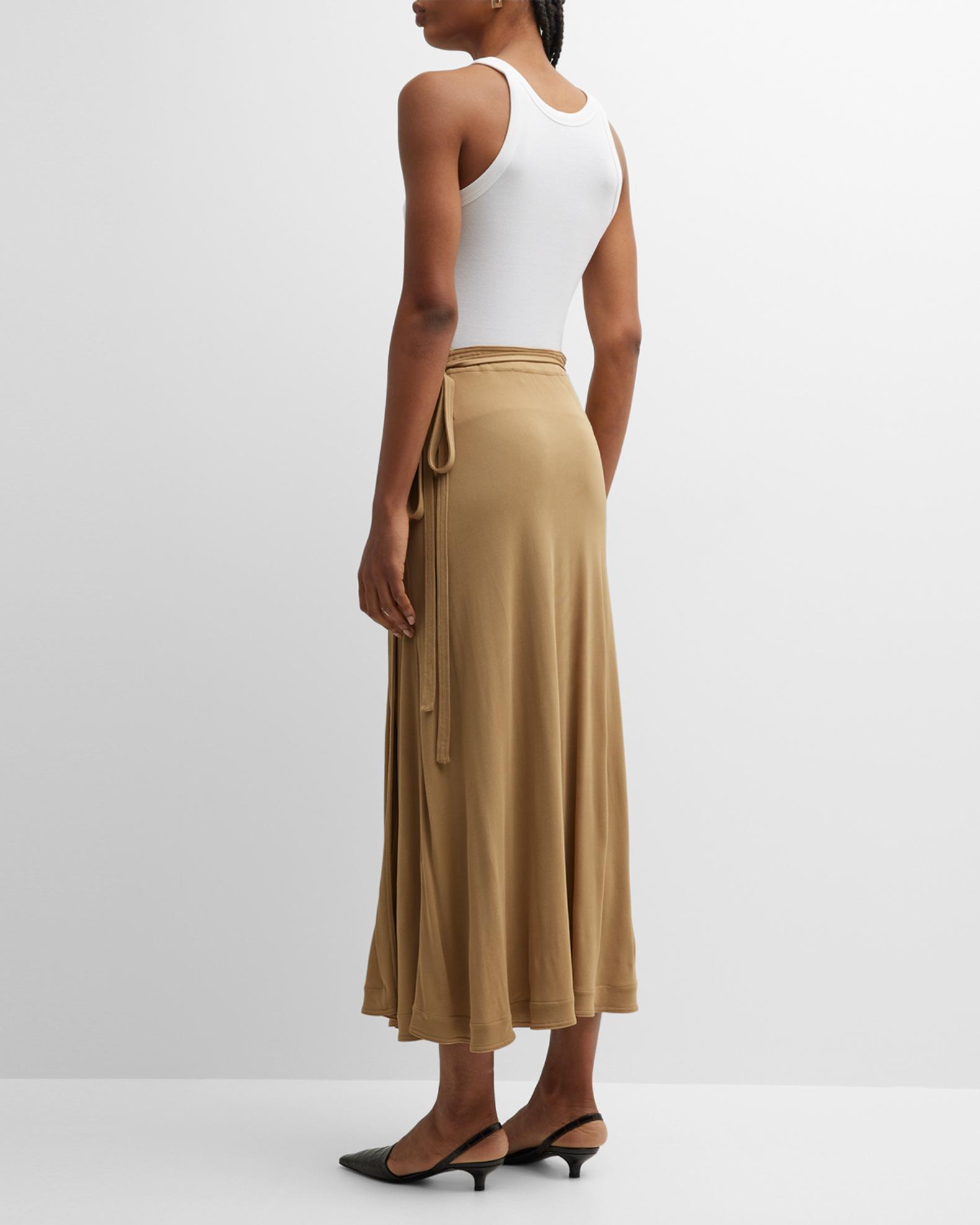 Allegra K Women's Ruffle Velvet Wrap Skirt - Asymmetric Hem, Tie Waist, Blue, Large