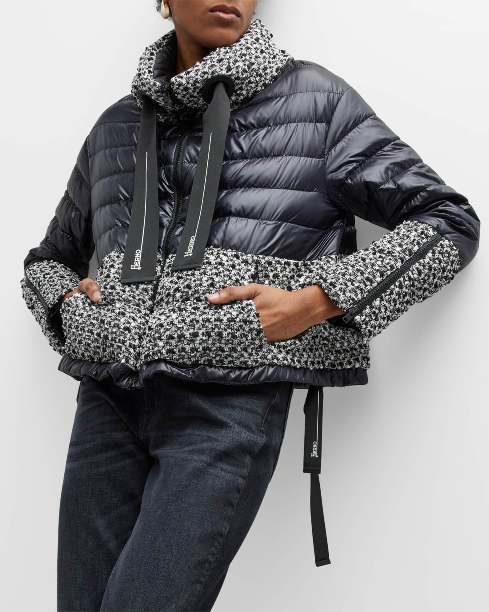 Herno Mixed Media Boucle Puffer Jacket Neiman Marcus