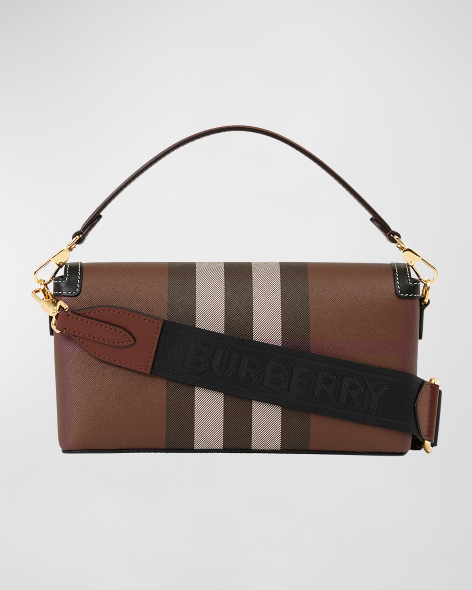 Burberry Note Check Canvas Top-Handle Bag | Neiman Marcus