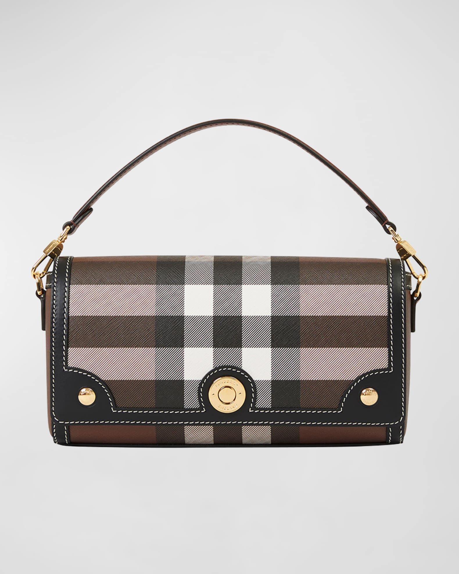 Burberry Vintage Check Note Shoulder Bag Black in Calfskin Leather/Cotton  with Gold-tone - US