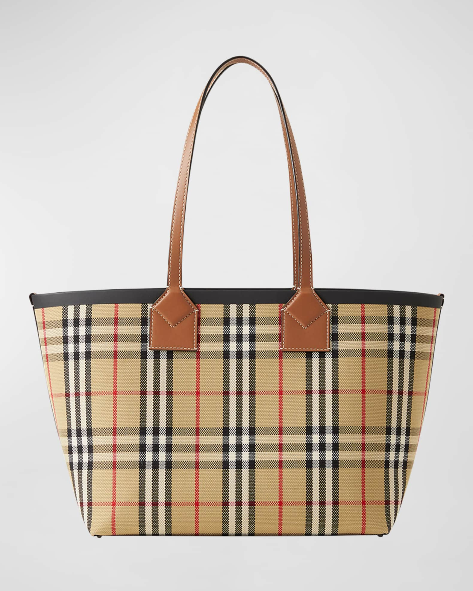 Burberry Canvas and Leather Two-Tone Freya Tote Bag - Neutrals - One Size