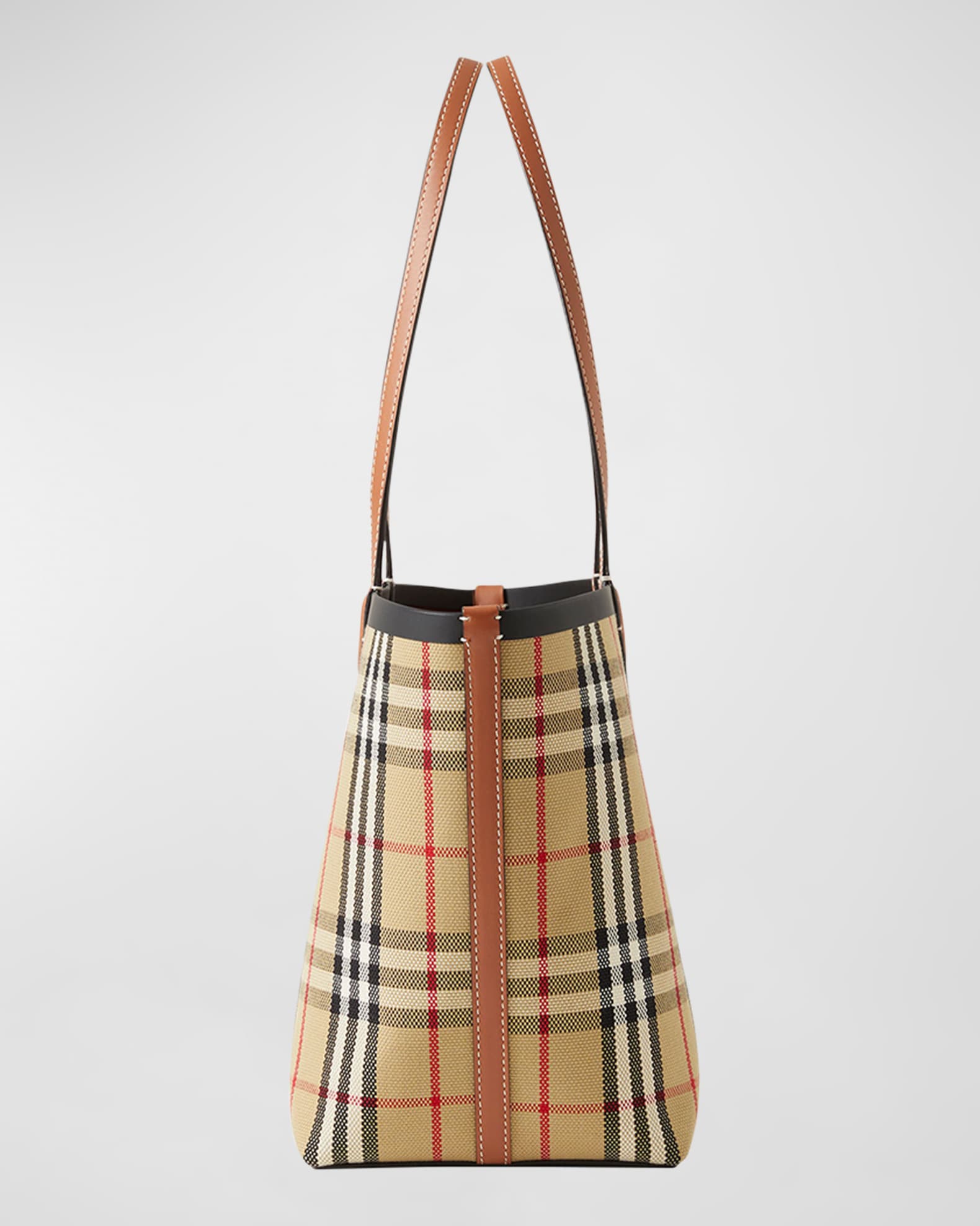 Burberry Heritage Small Check Canvas Tote Bag Neiman Marcus