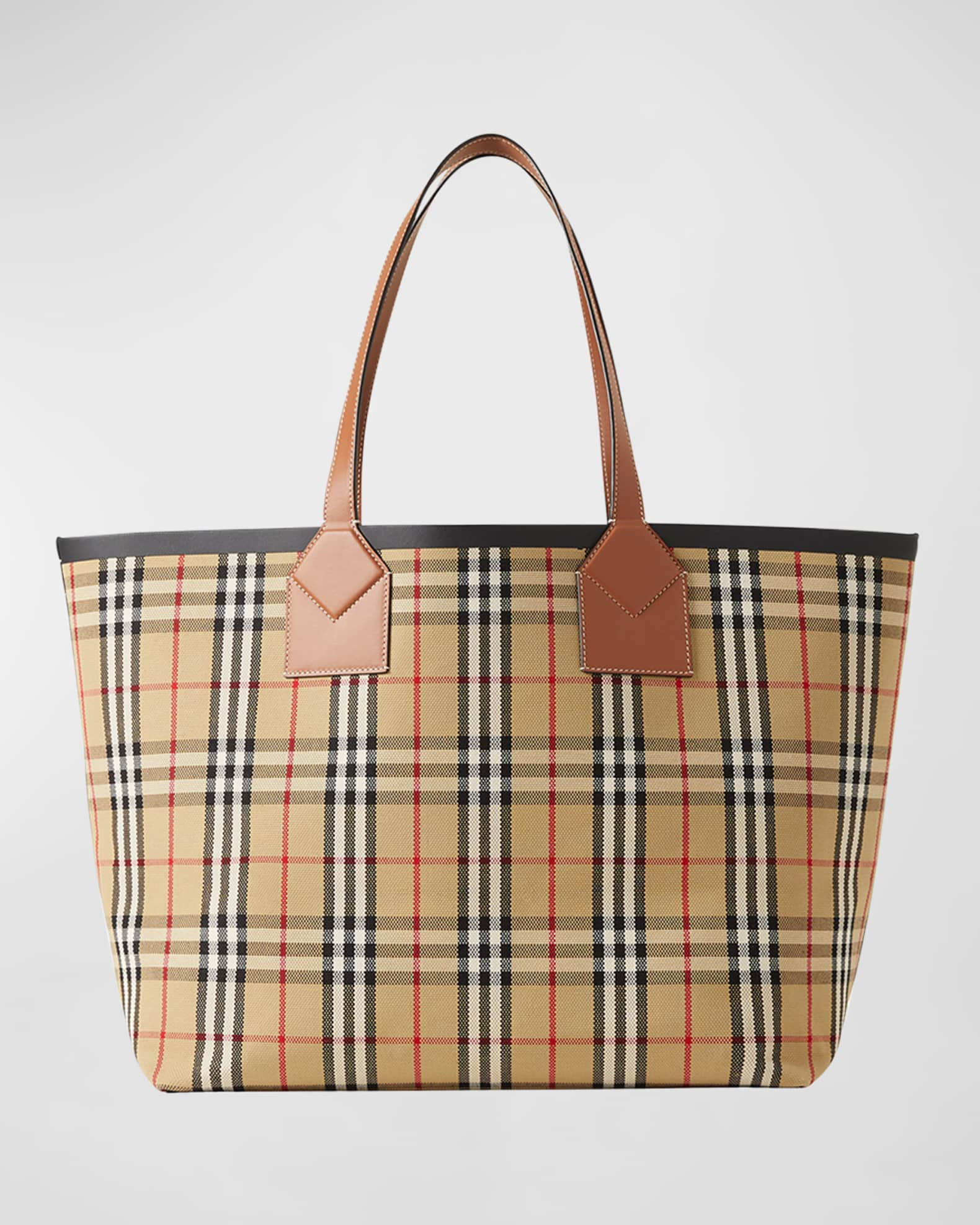 BURBERRY: Heritage bag in jacquard canvas and leather - Brown