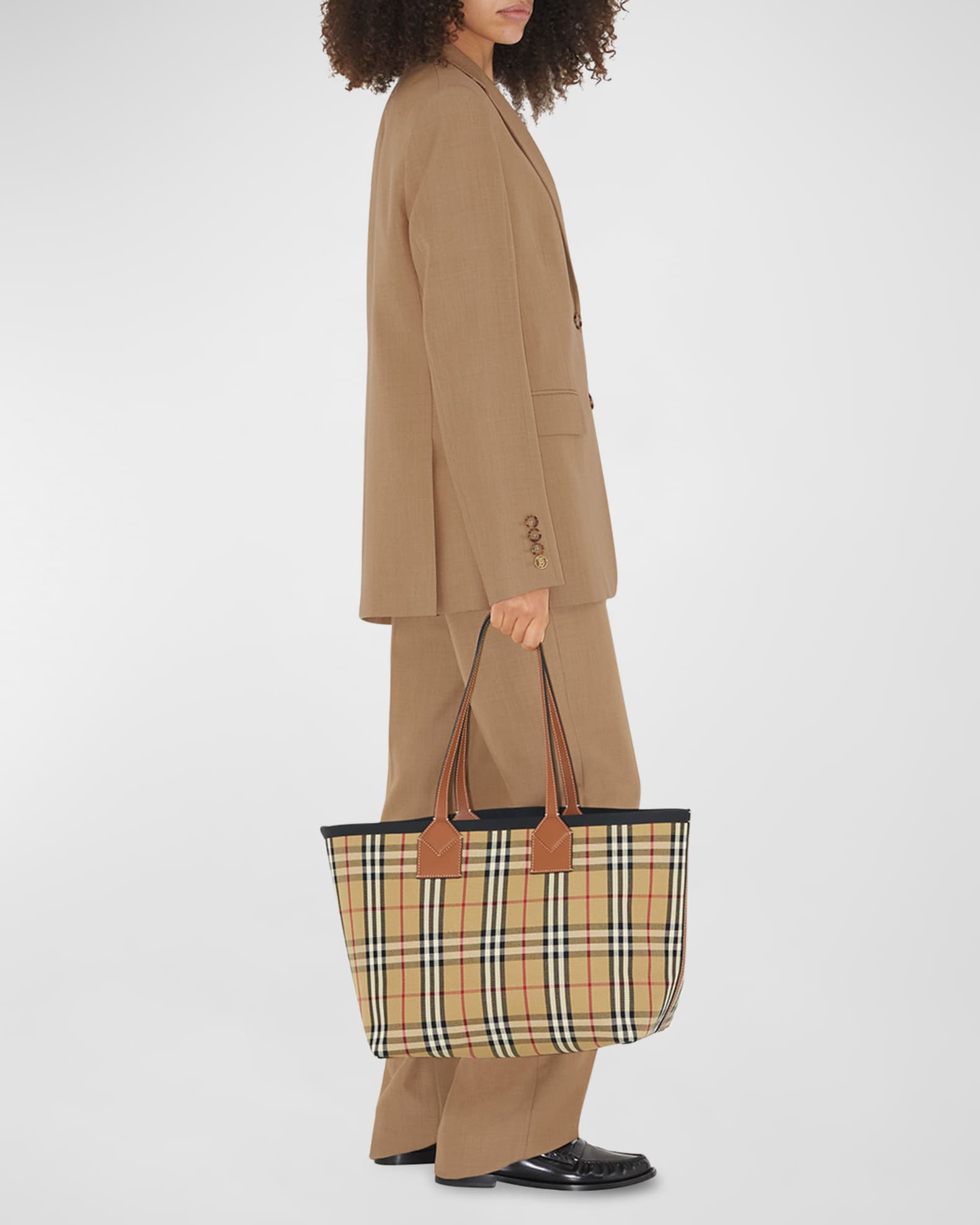 Burberry Heritage Medium Check Tote Bag Neiman Marcus