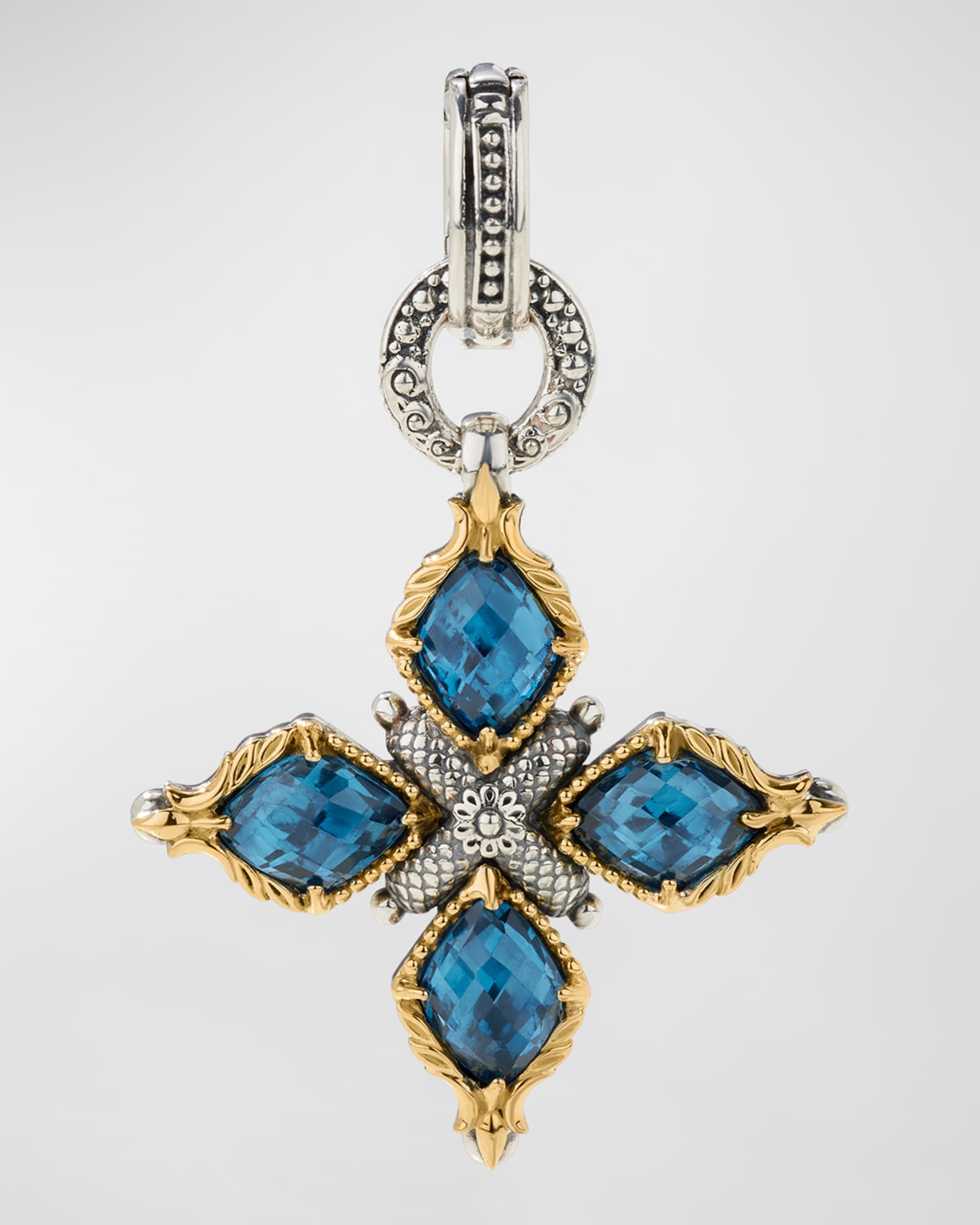 Konstantino 18k Gold Blue Spinel Cross Pendant Neiman Marcus