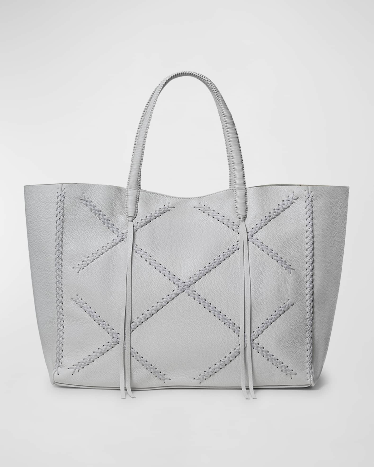 Crisscross Grain Leather Tote Bag 0