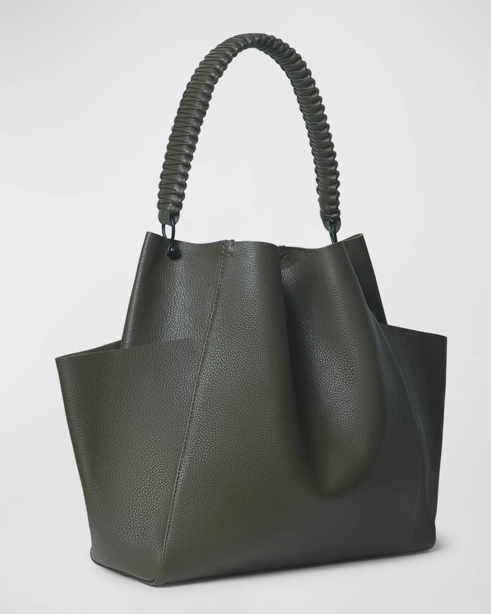 Callista Grained Leather Shoulder Bag | Neiman Marcus