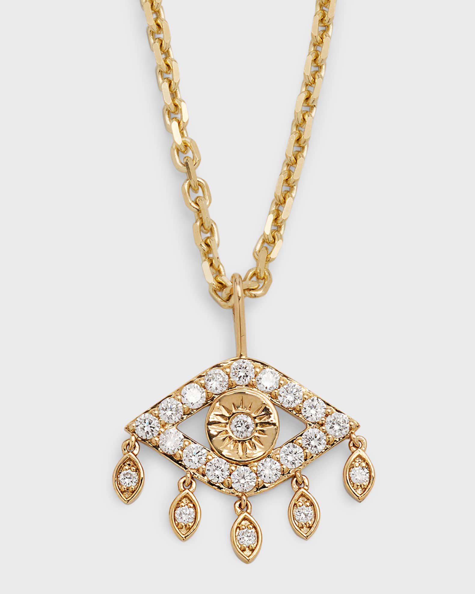 14k Gold Diamond Evil Eye Pendant Necklace 0