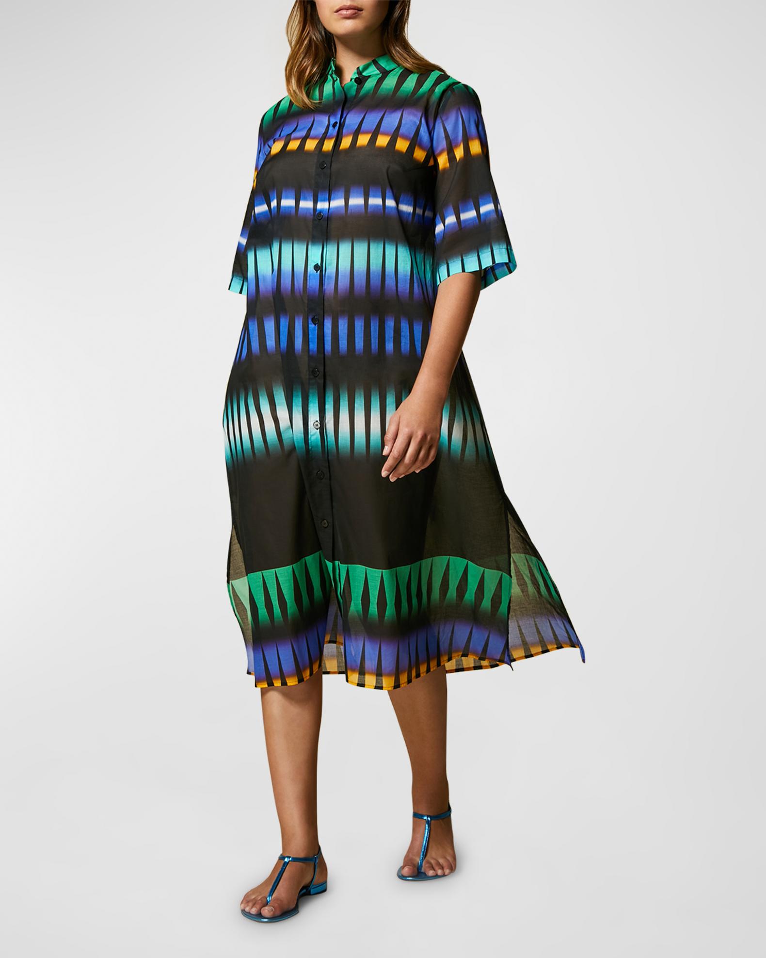 Marina Rinaldi Plus Size Definito GeometricPrint Shirtdress Neiman