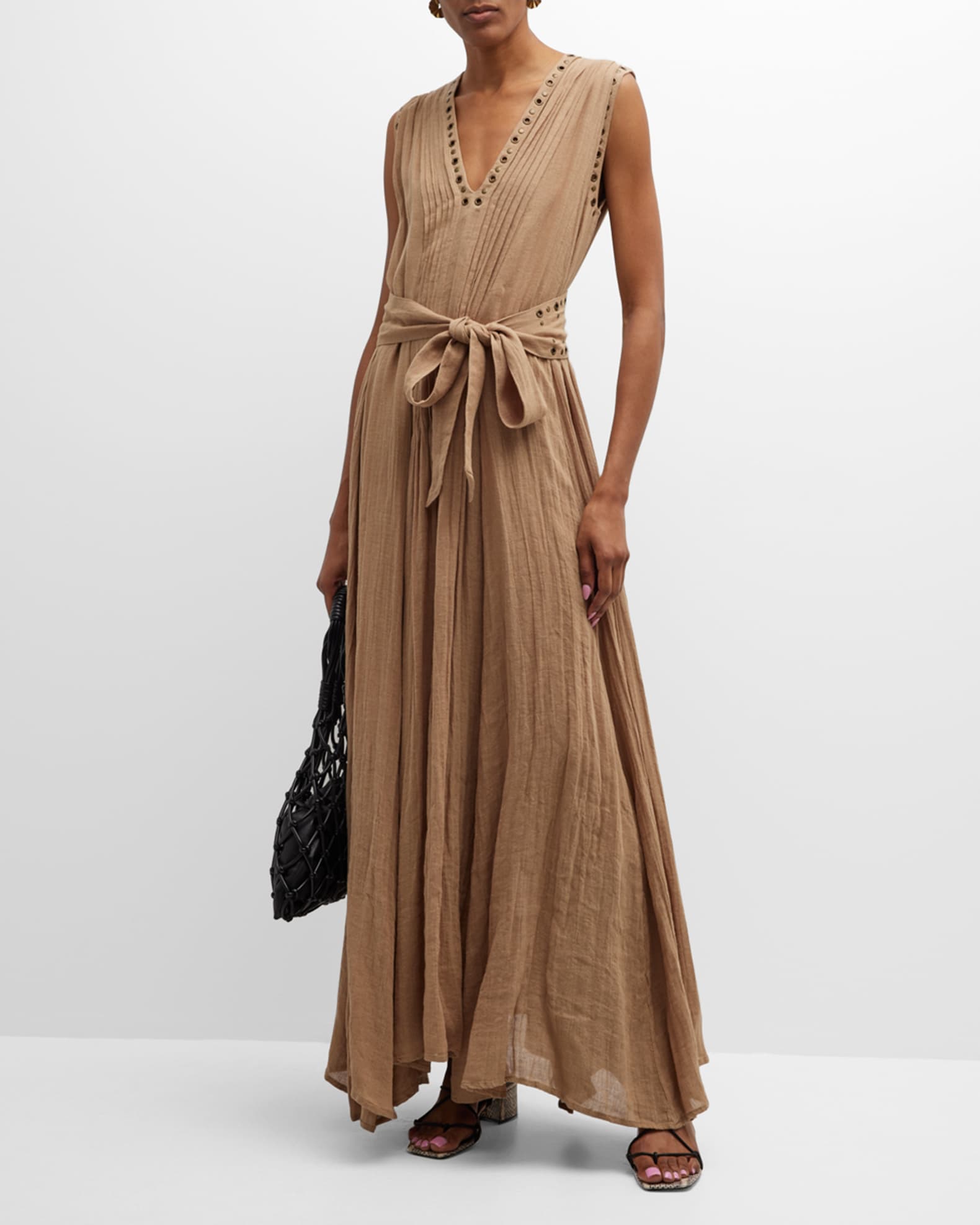 Mes Demoiselles Galla Grommet Crinkled Linen Maxi Dress Neiman Marcus