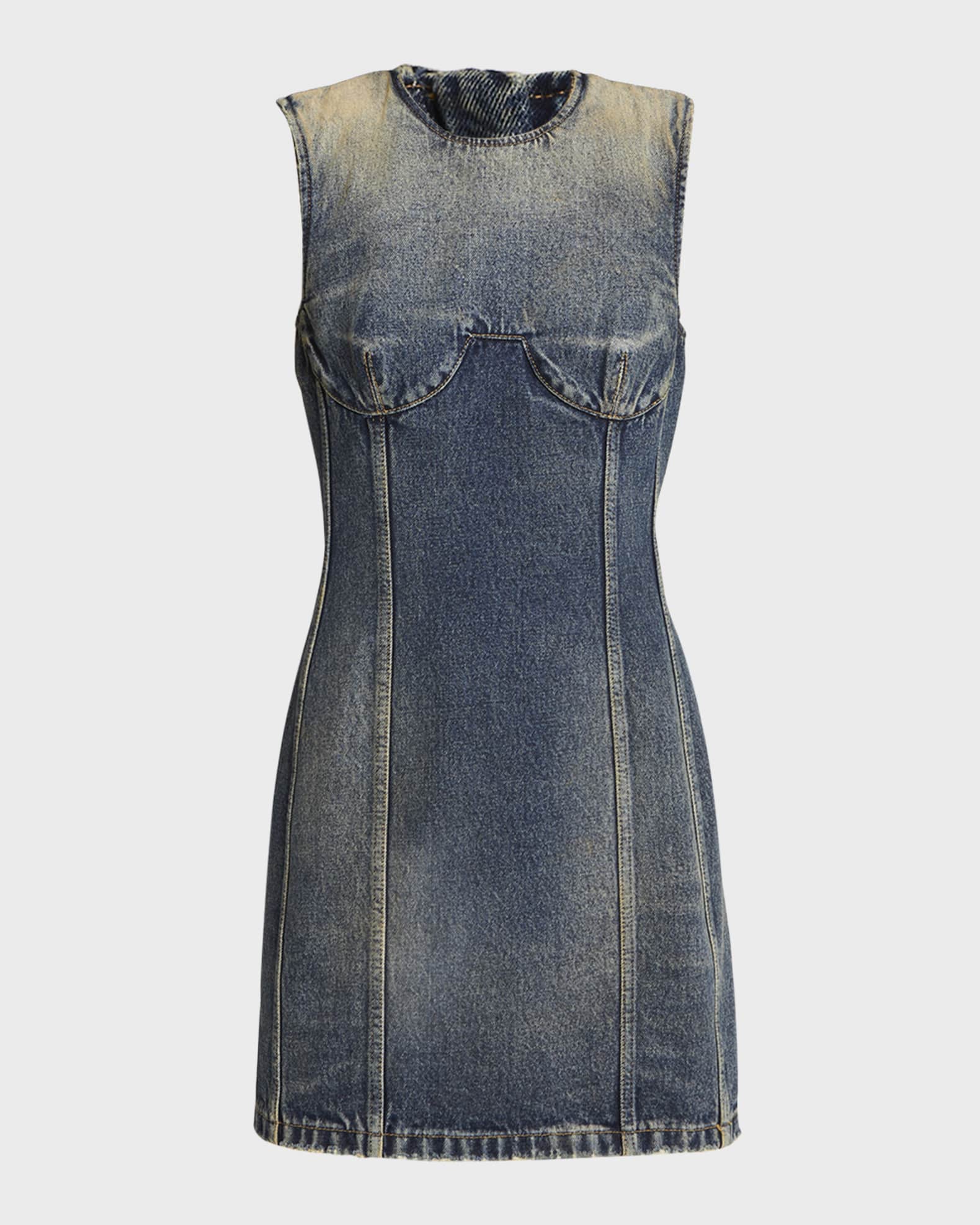 Givenchy Denim Mini Dress With Bra Detail Stitching | Neiman Marcus