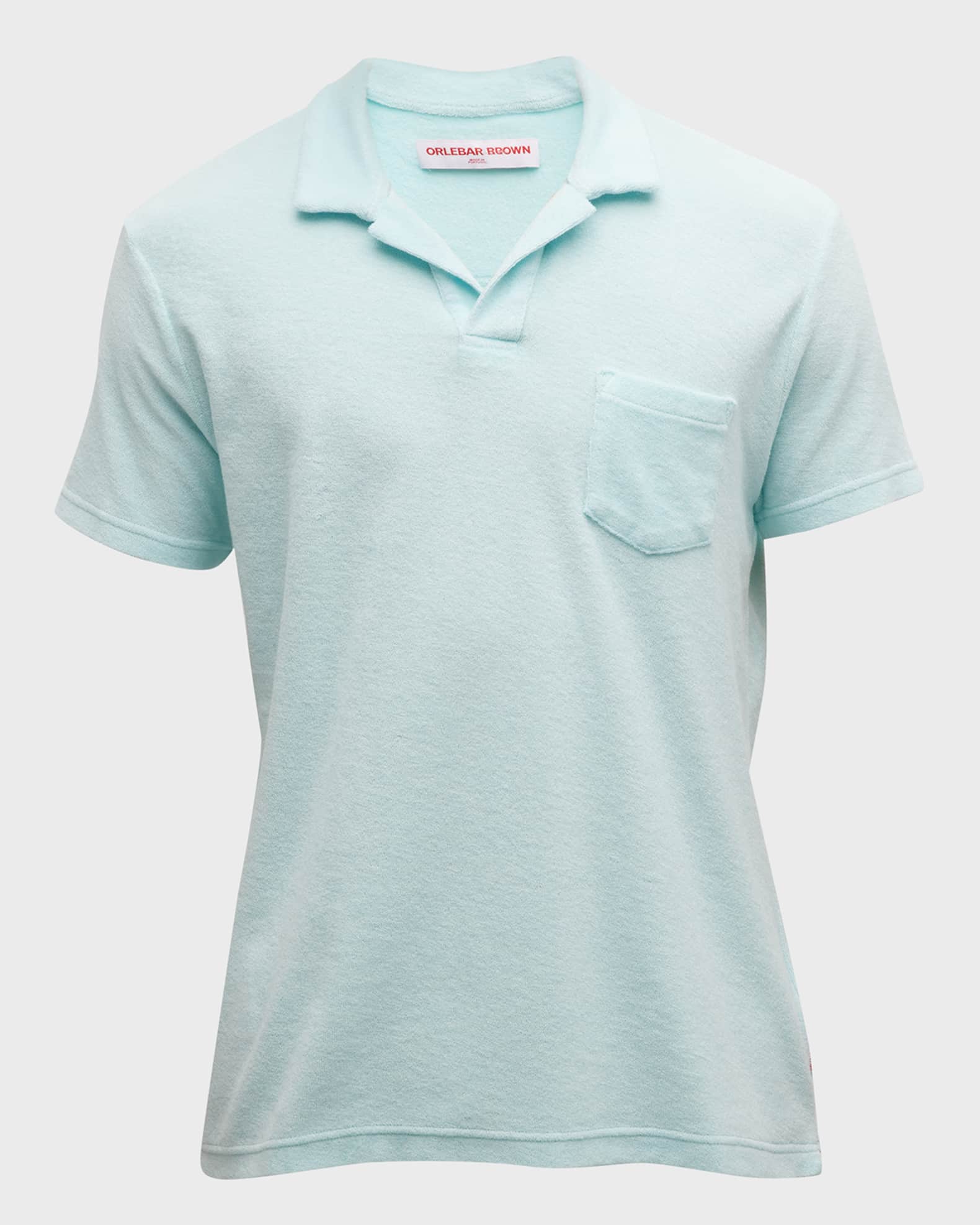 Orlebar Brown Terry Towelling Resort Polo White Jade