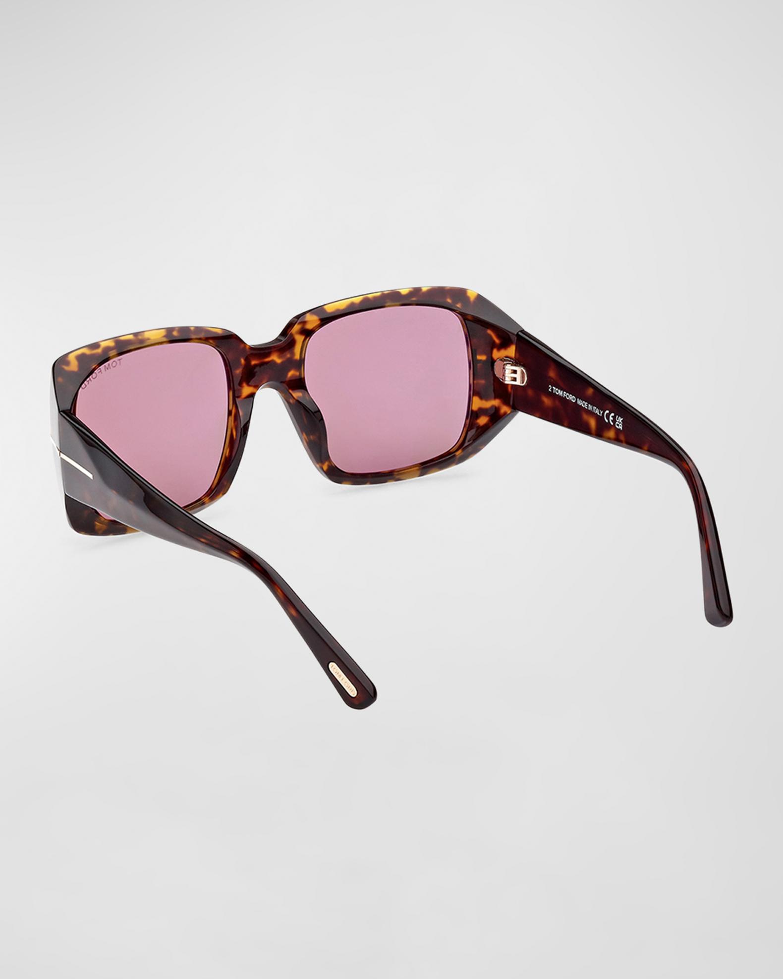 TOM FORD Tortoise Square Acetate Sunglasses | Neiman Marcus display picture 1